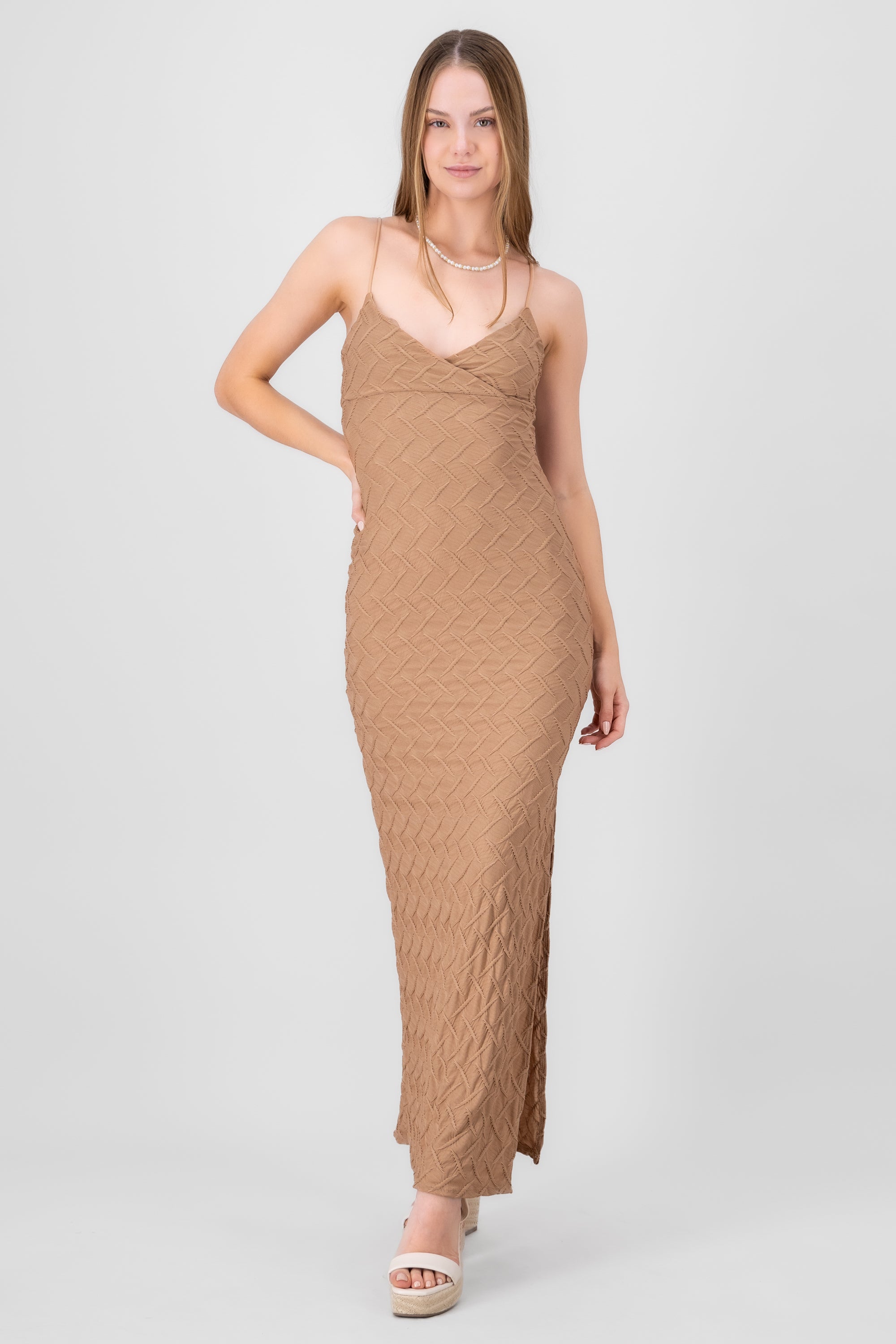 Vestido Maxi Textura KHAKI