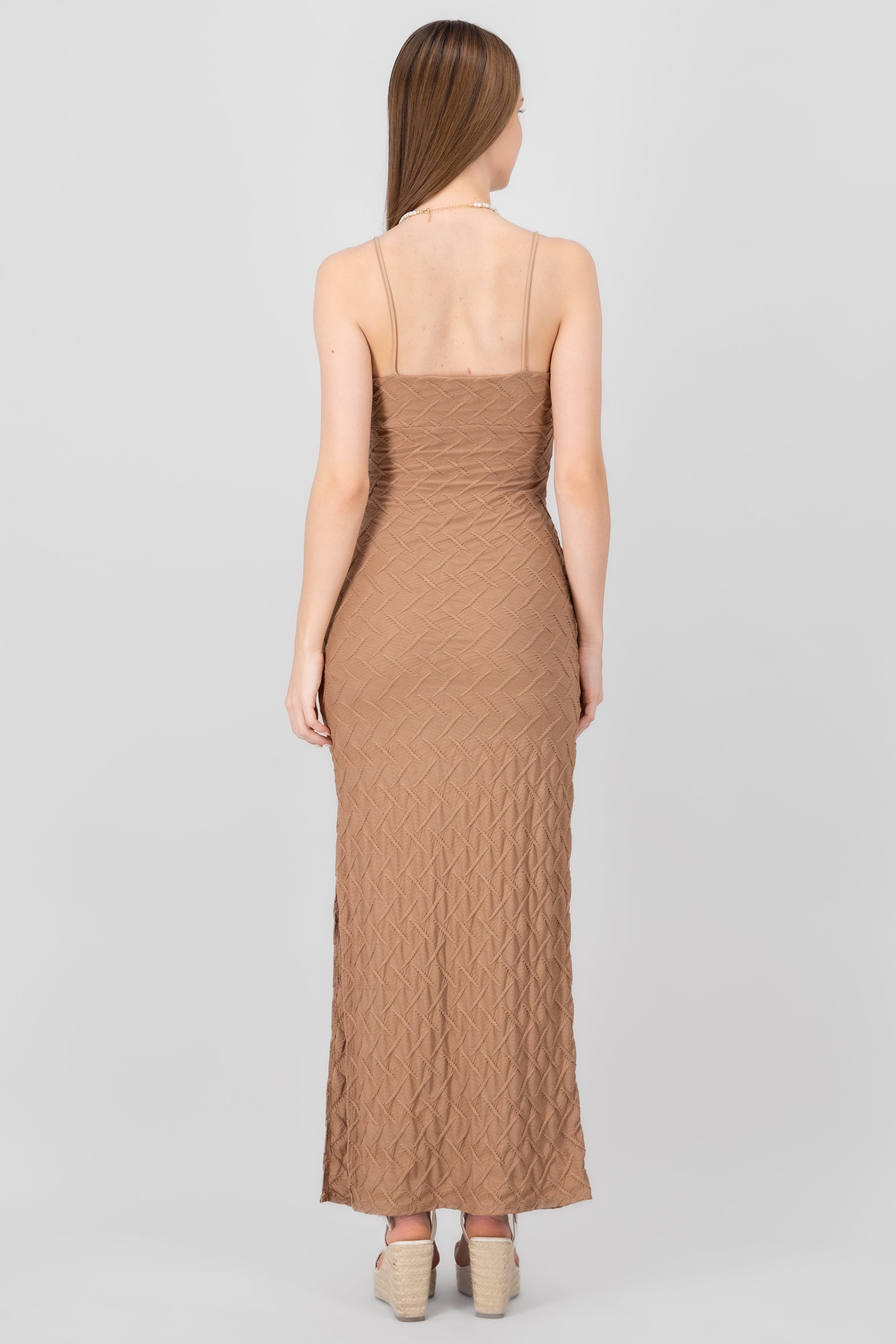 Vestido Maxi Textura KHAKI