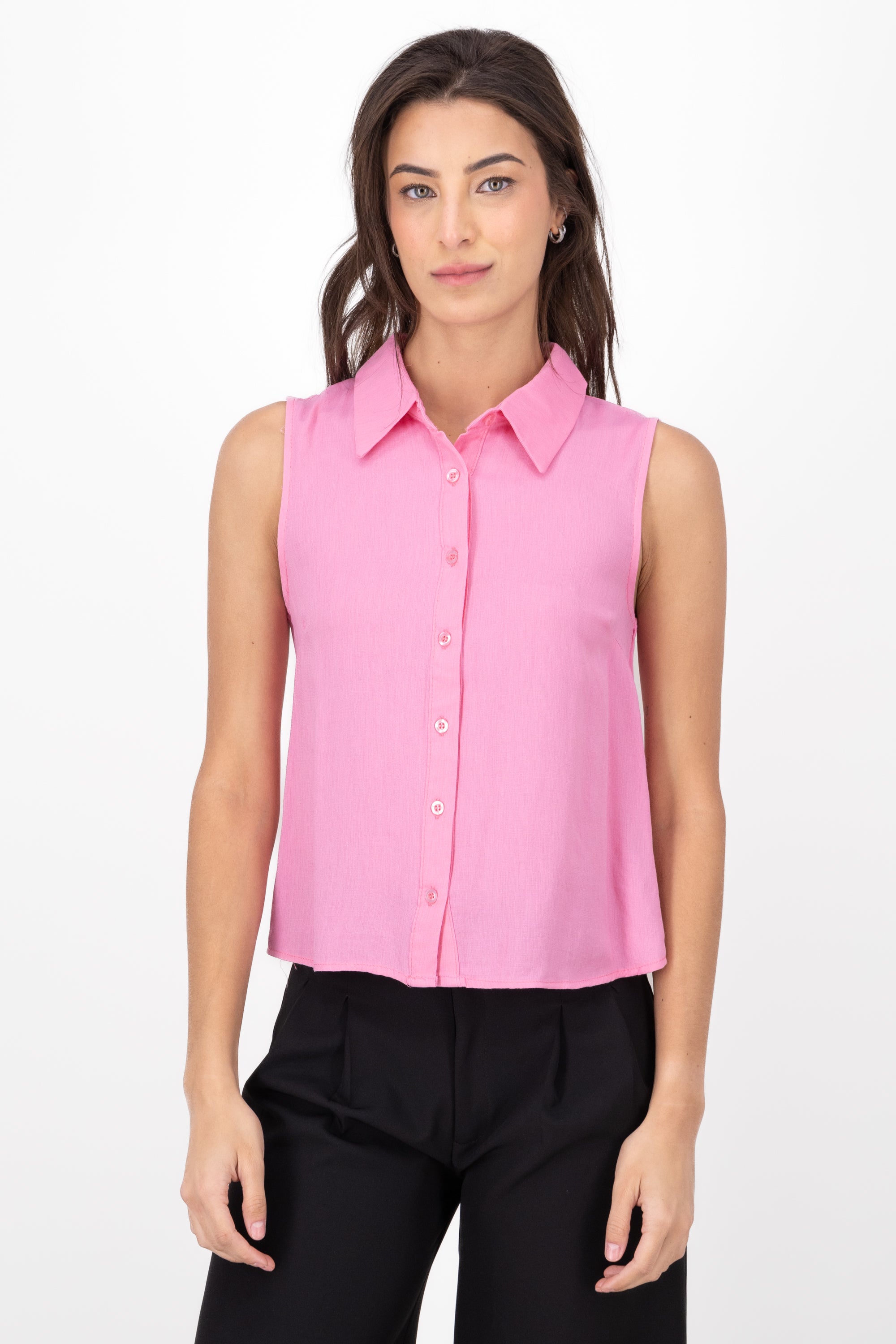 Camisa Sin Manga De Cuello Polo ROSA