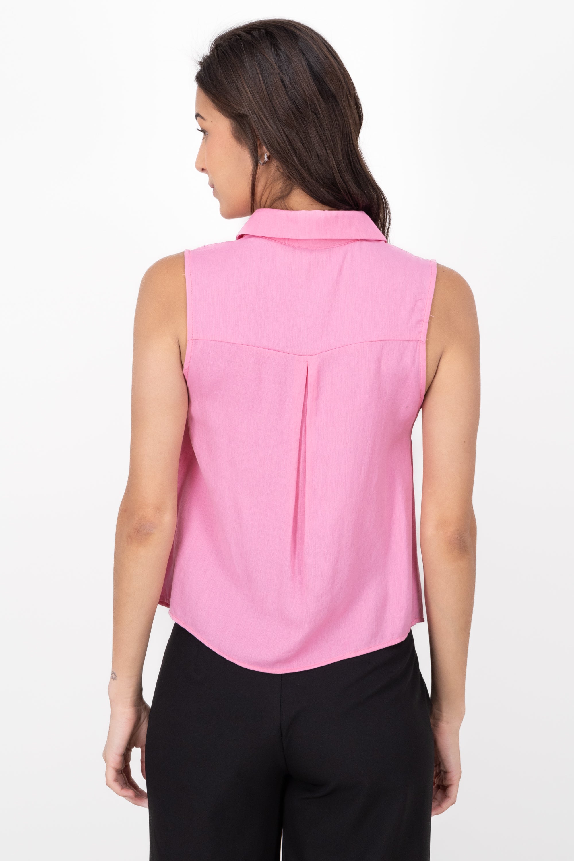 Camisa Sin Manga De Cuello Polo ROSA