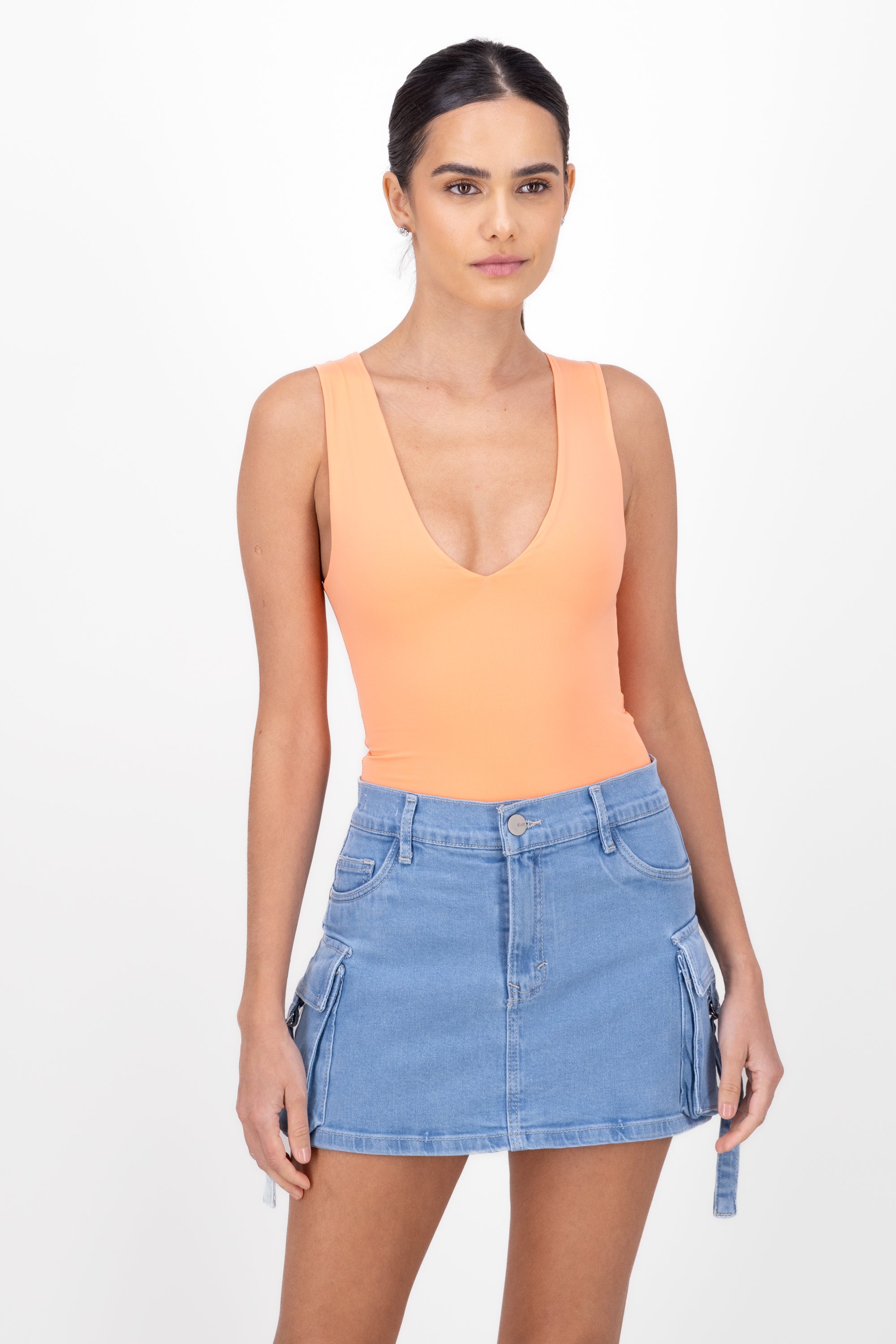 Bodysuit cuello v sin mangas MANDARINA