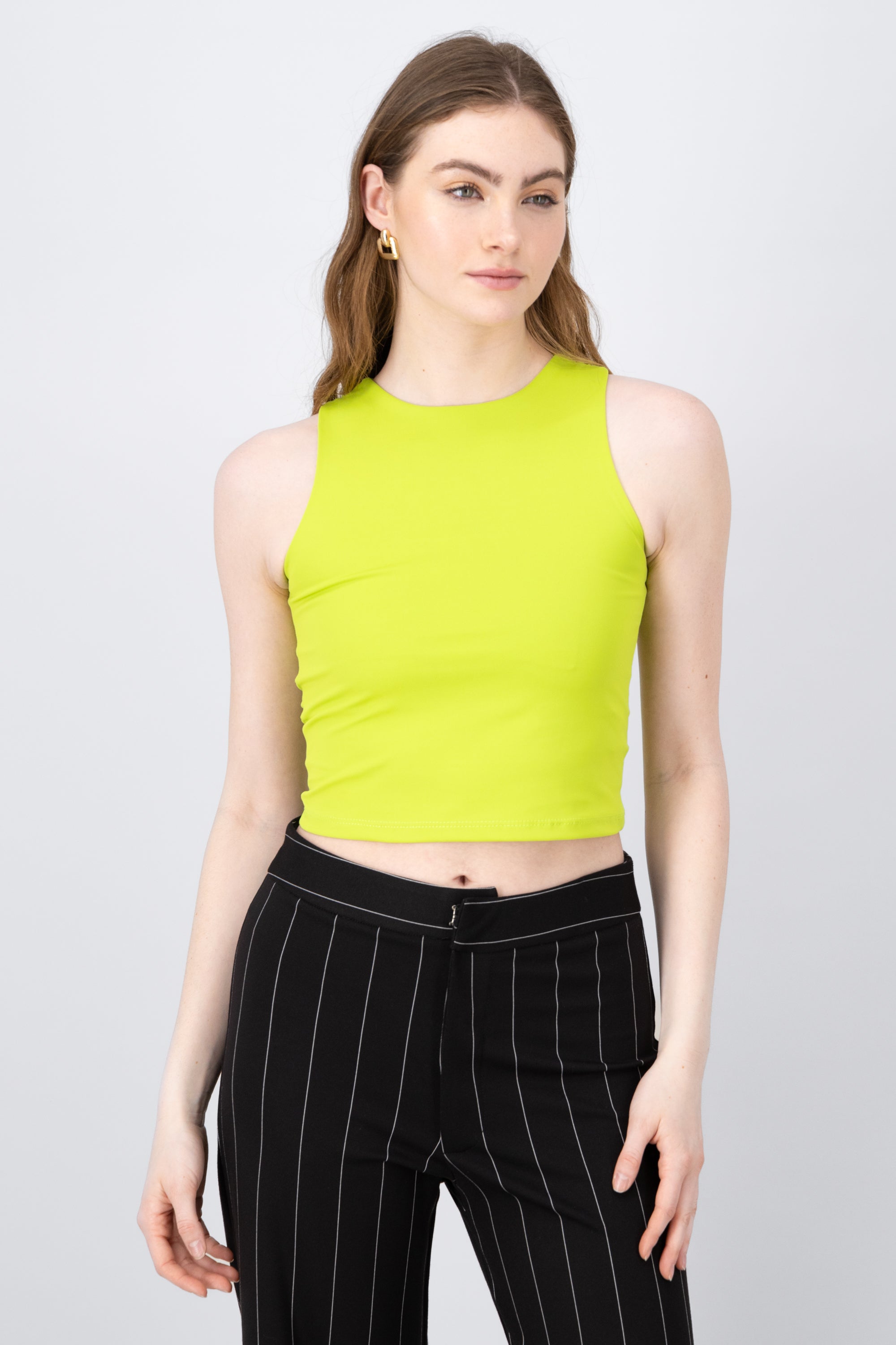 Top Crop Sin Manga Doble Tela Hypsters VERDE MANZANA