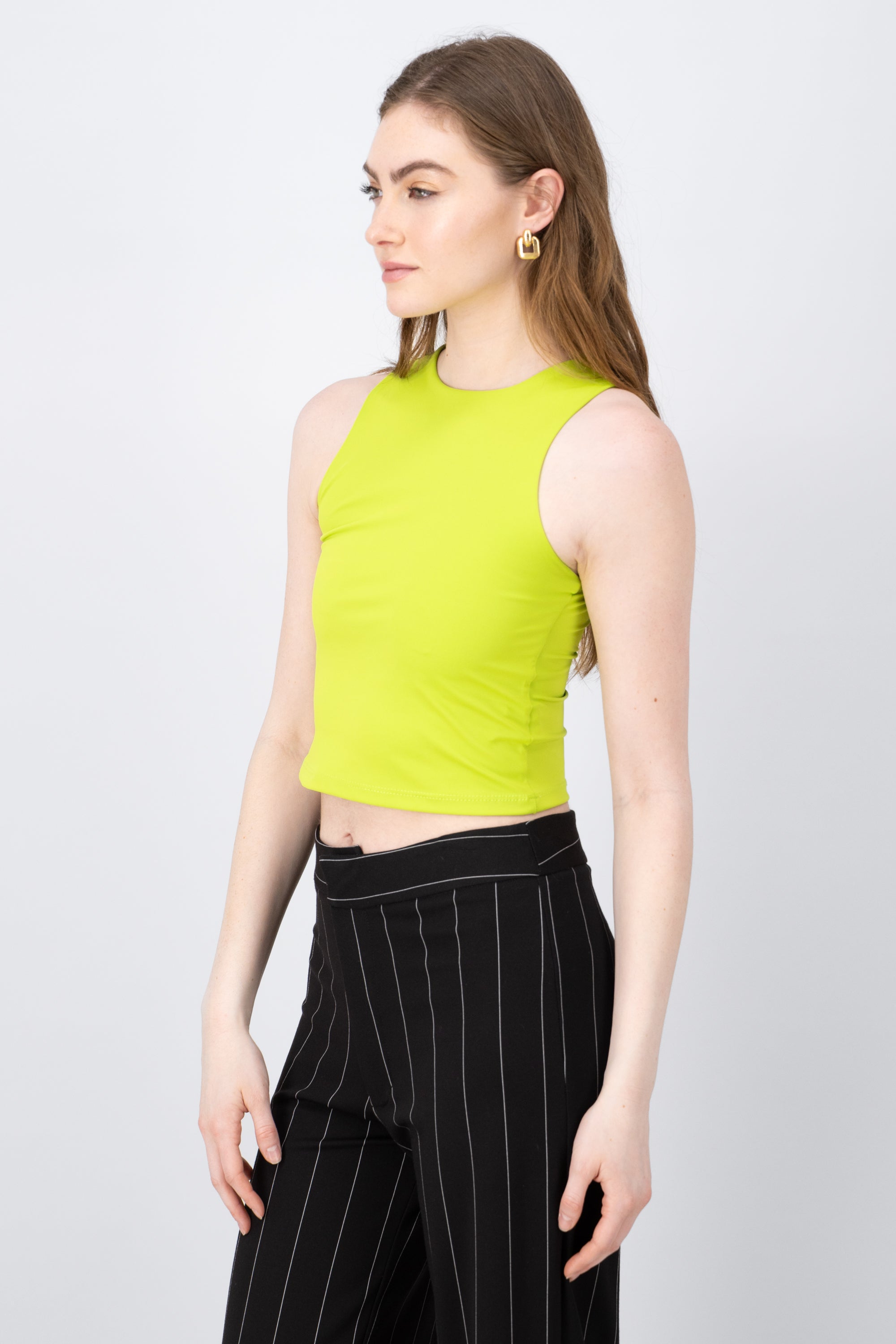 Top Crop Sin Manga Doble Tela Hypsters VERDE MANZANA