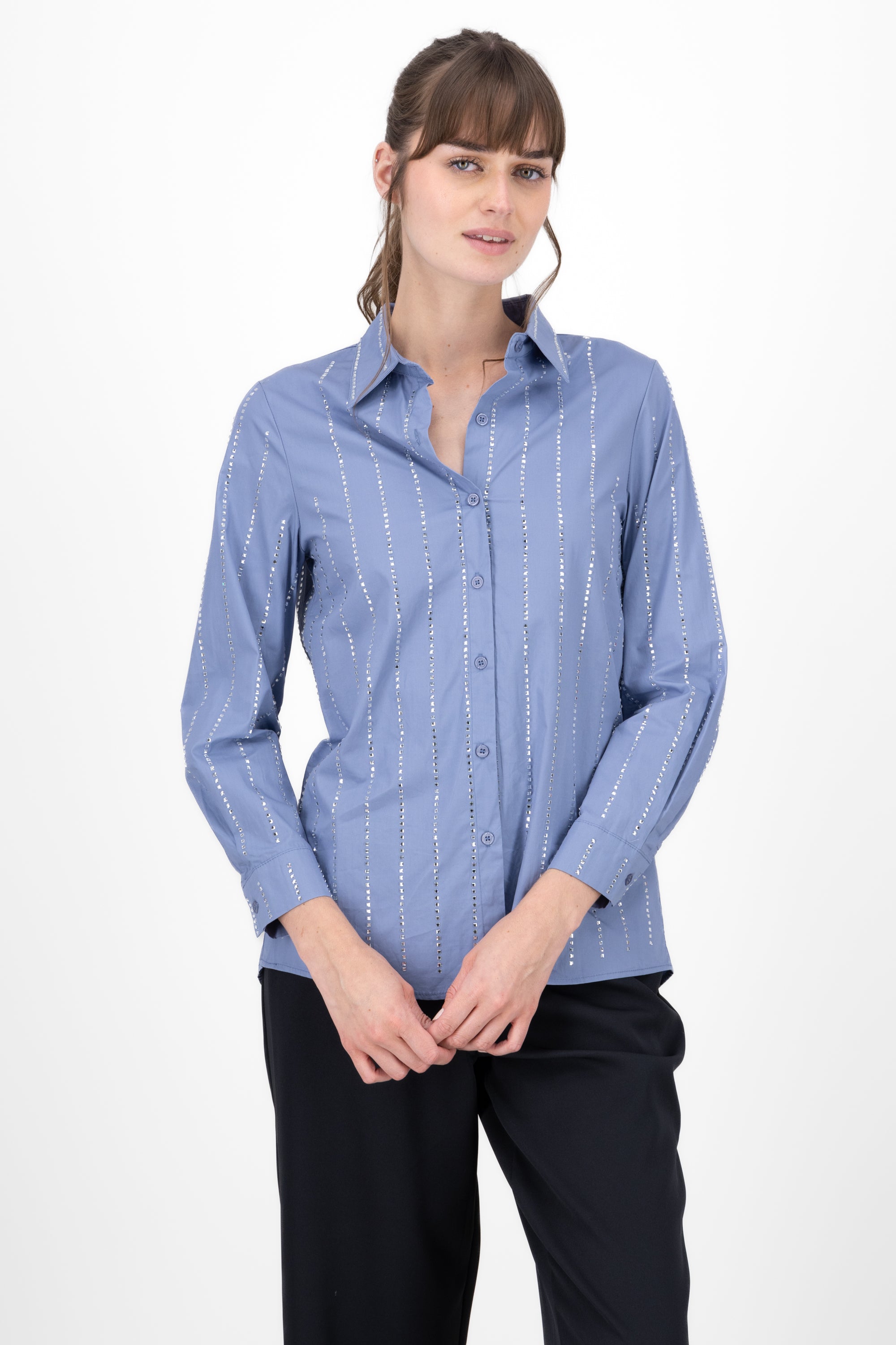 Camisa larga detalle brillos INDIGO