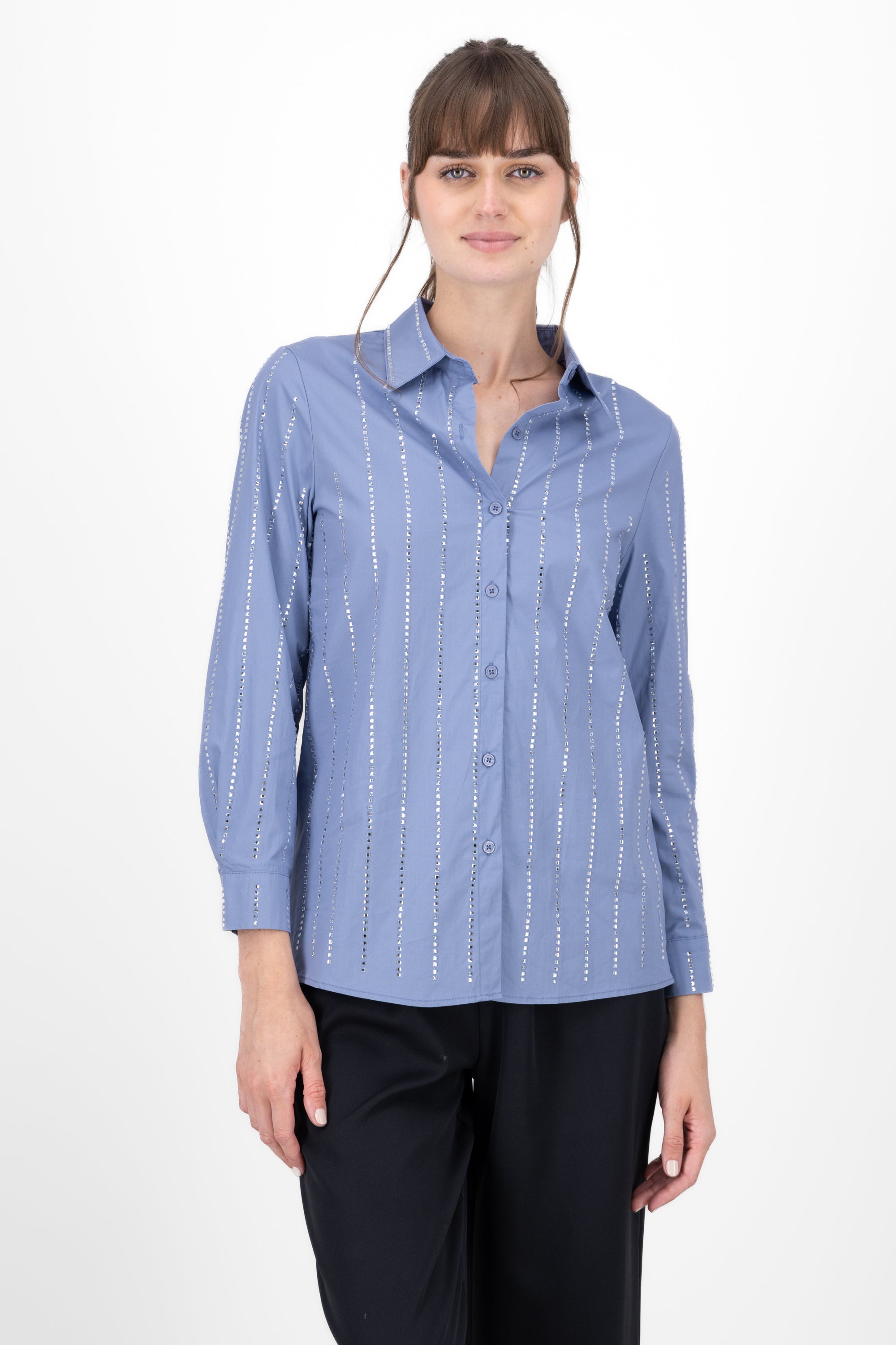 Camisa larga detalle brillos INDIGO