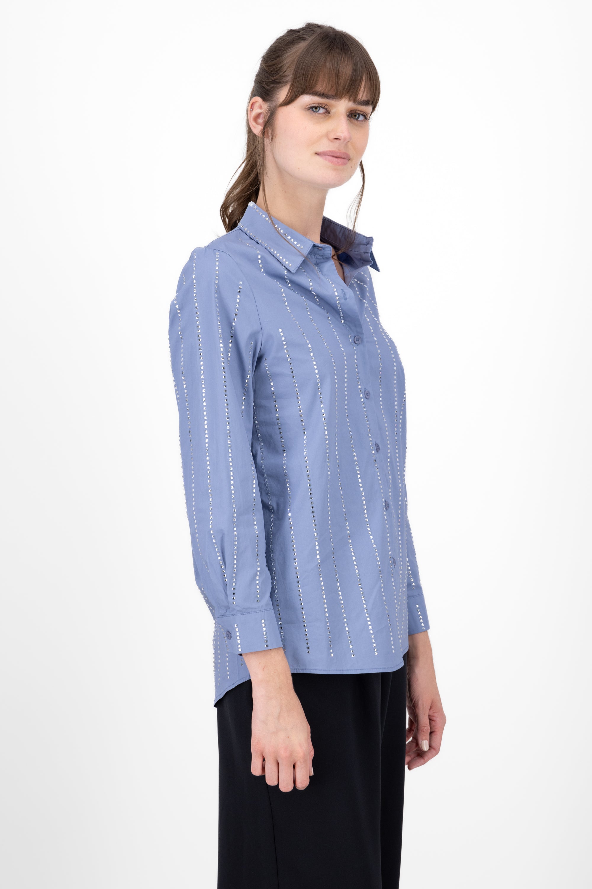 Camisa larga detalle brillos INDIGO