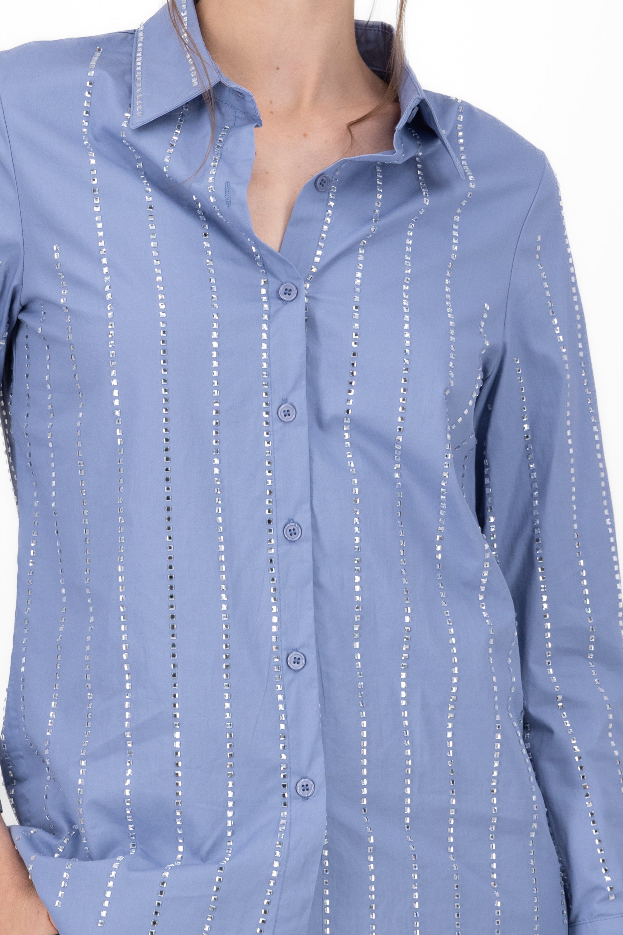 Camisa larga detalle brillos INDIGO