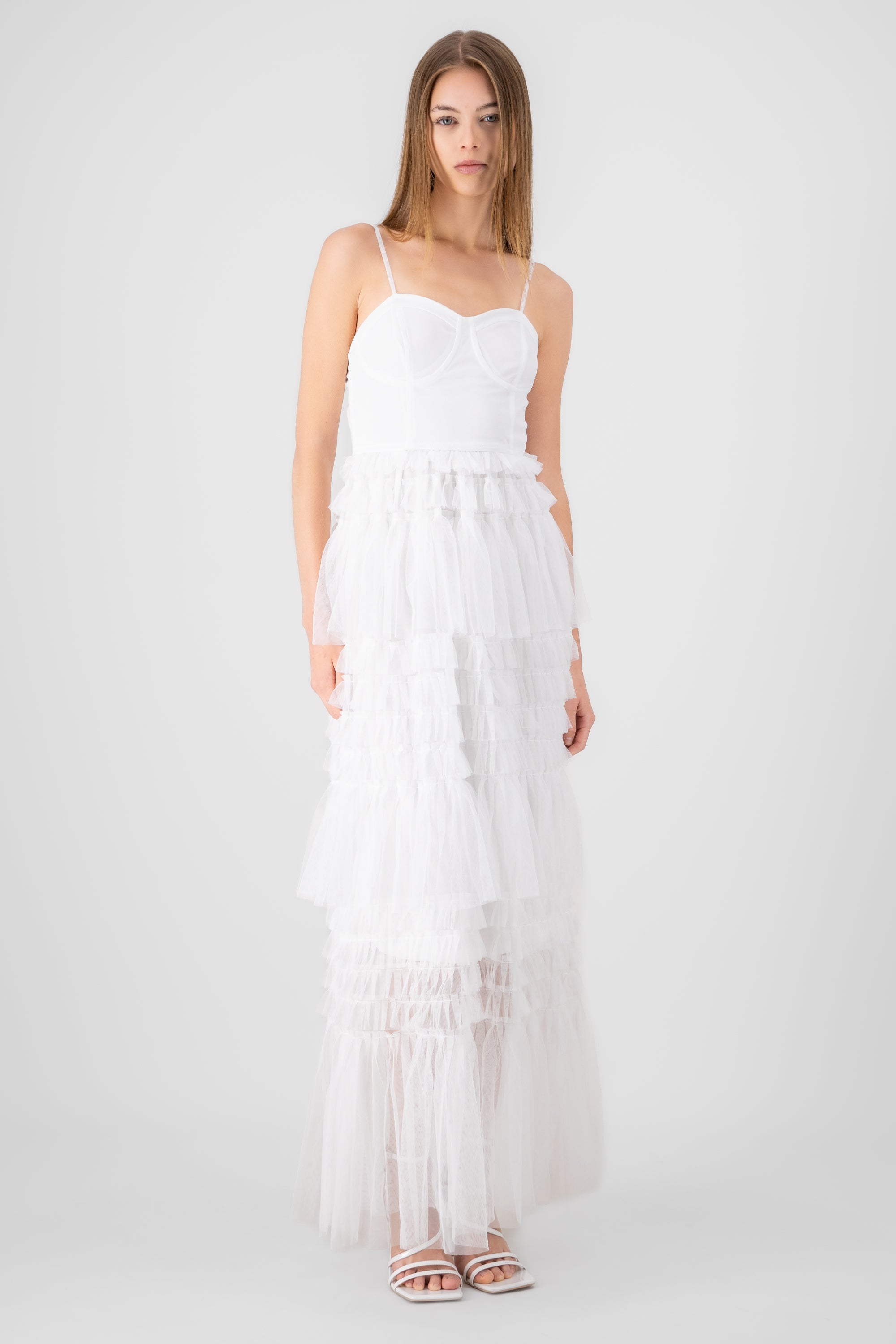 Maxi vestido mesh olanes BLANCO