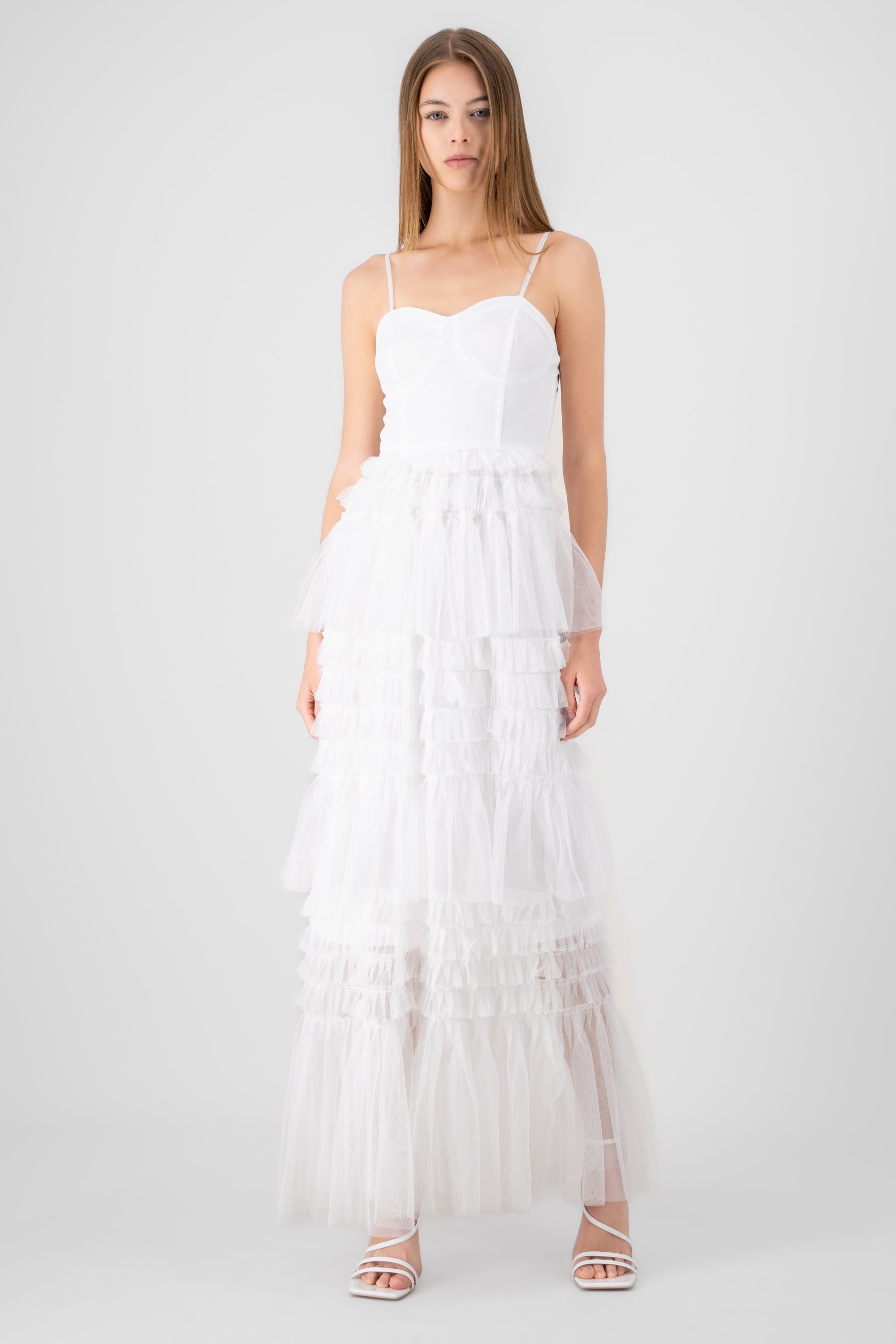 Maxi vestido mesh olanes BLANCO