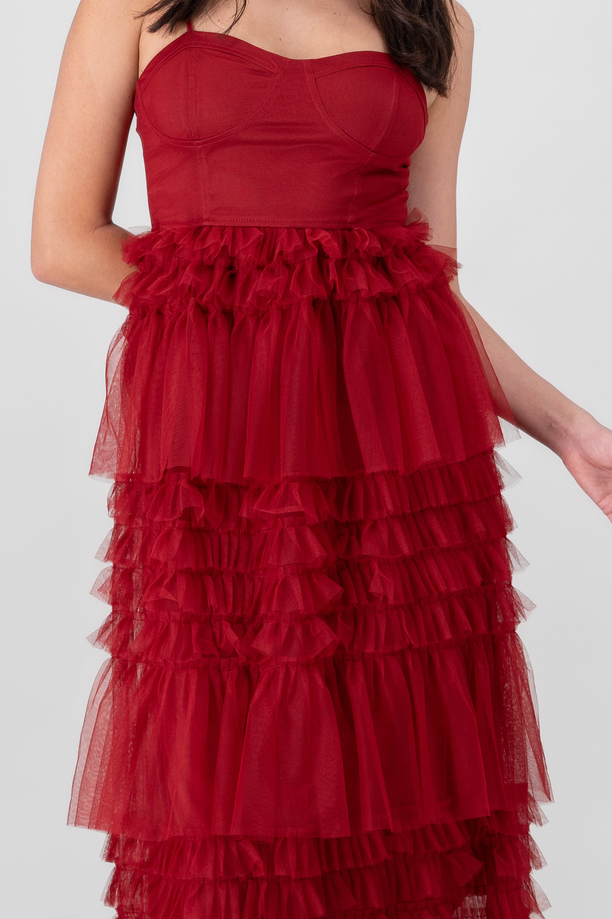 Maxi vestido mesh olanes ROJO CEREZA