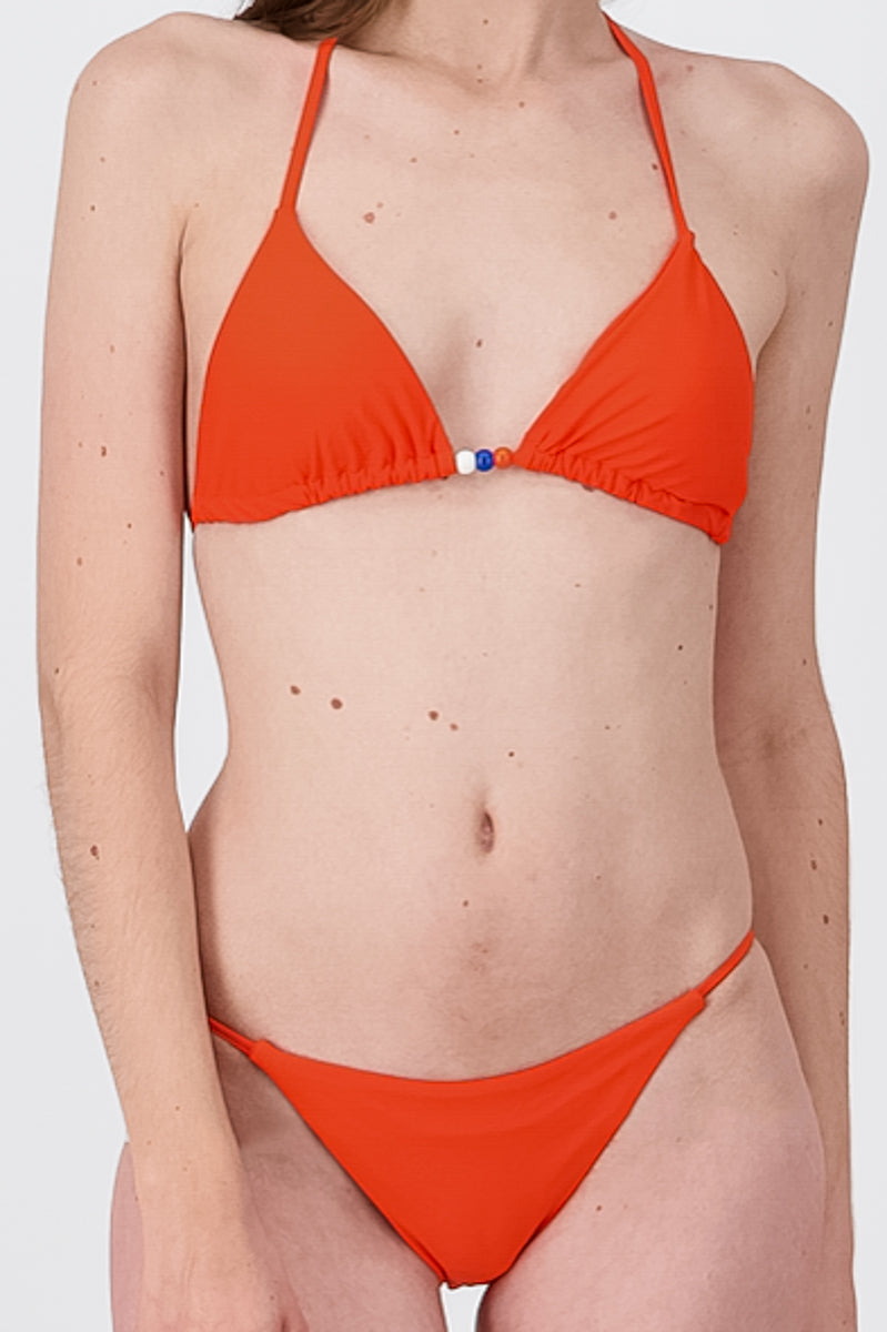 Bikini liso detalle piedras ROJO