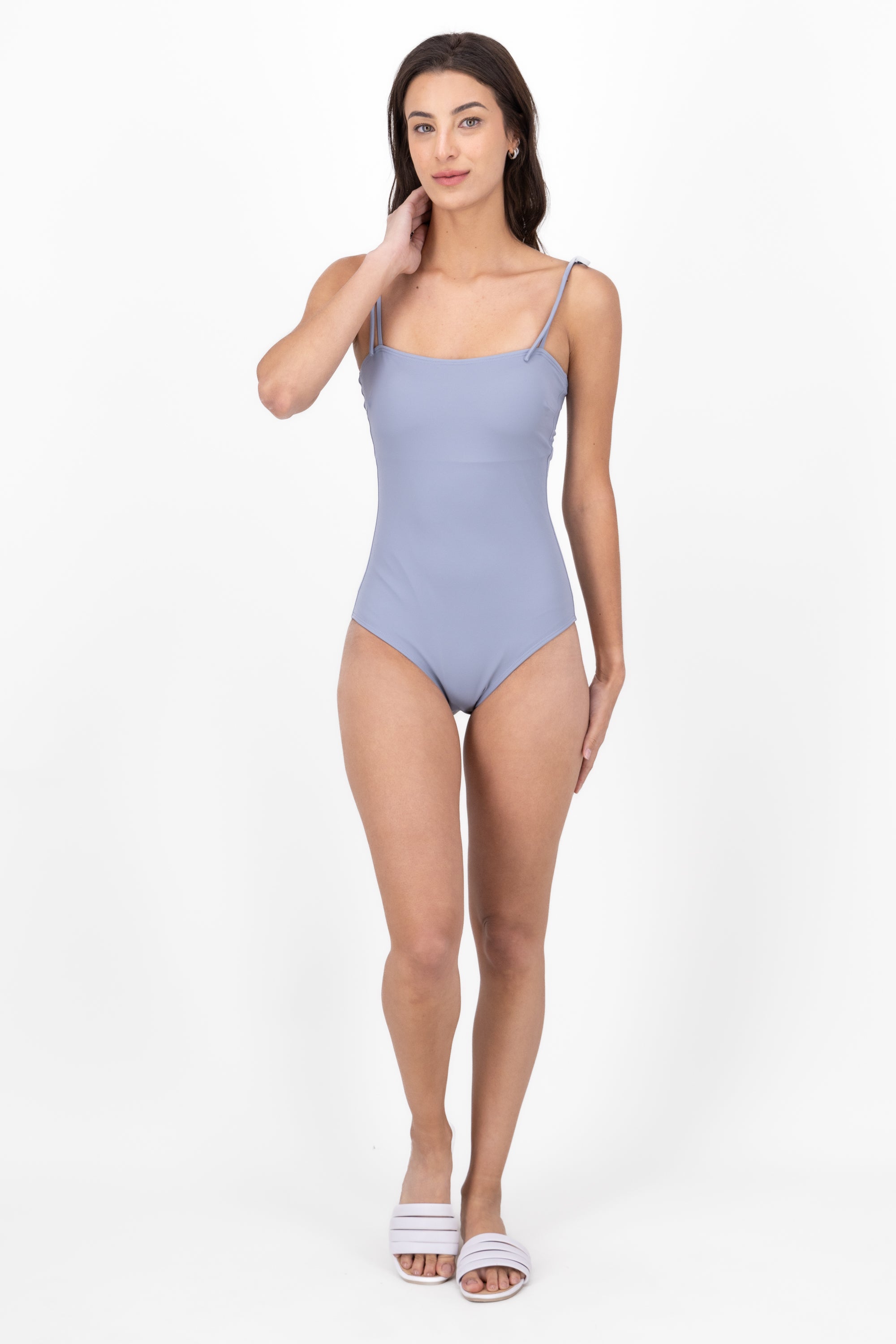 Traje De Baño Completo Control De Abdomen GRIS CLARO