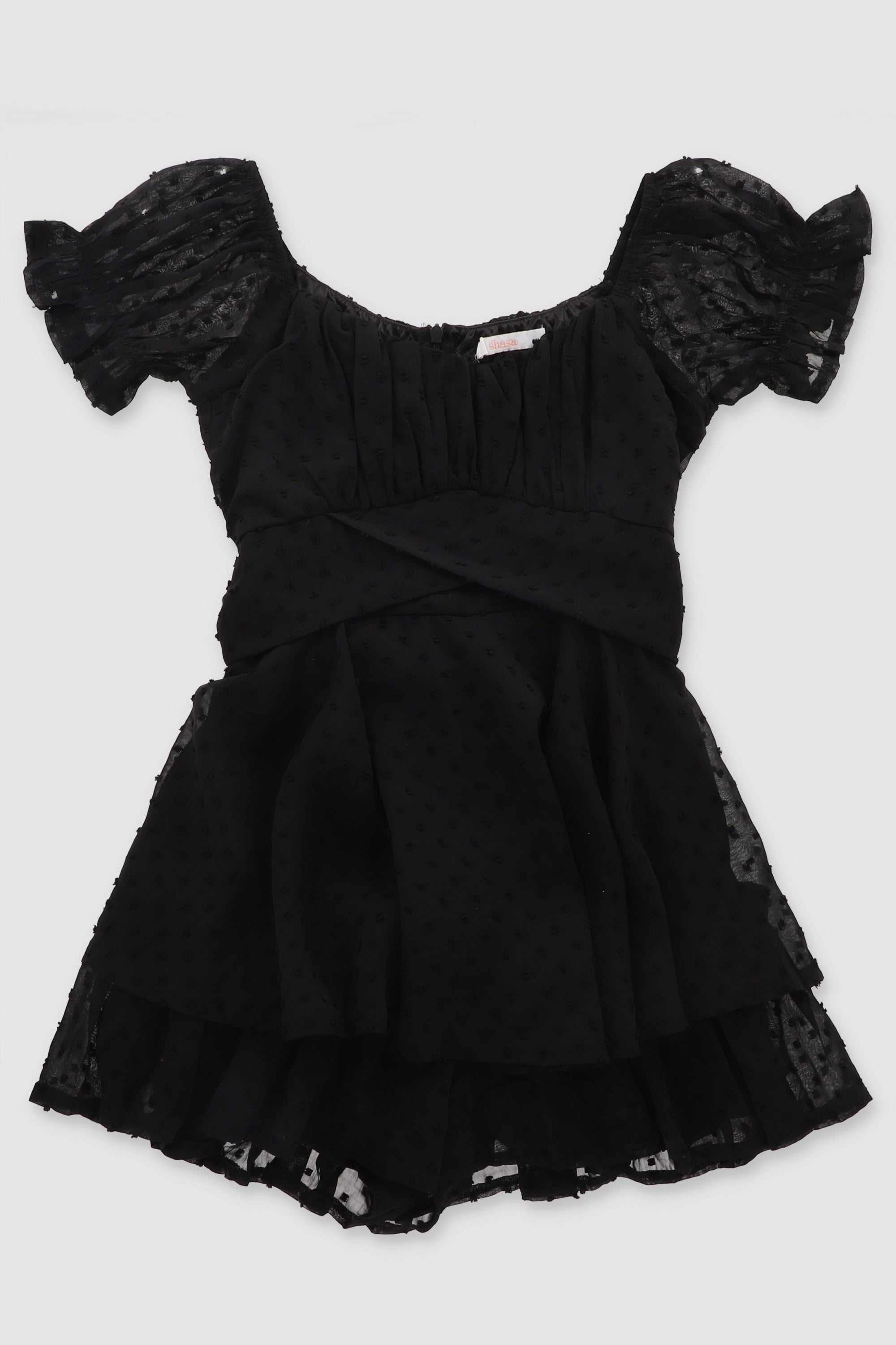 Romper Olanes Polka Textura NEGRO