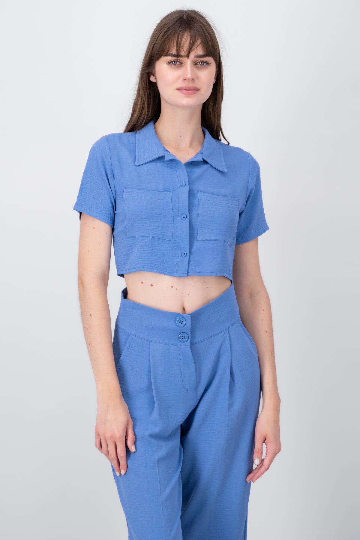 Camisa Crop Bolsillos INDIGO