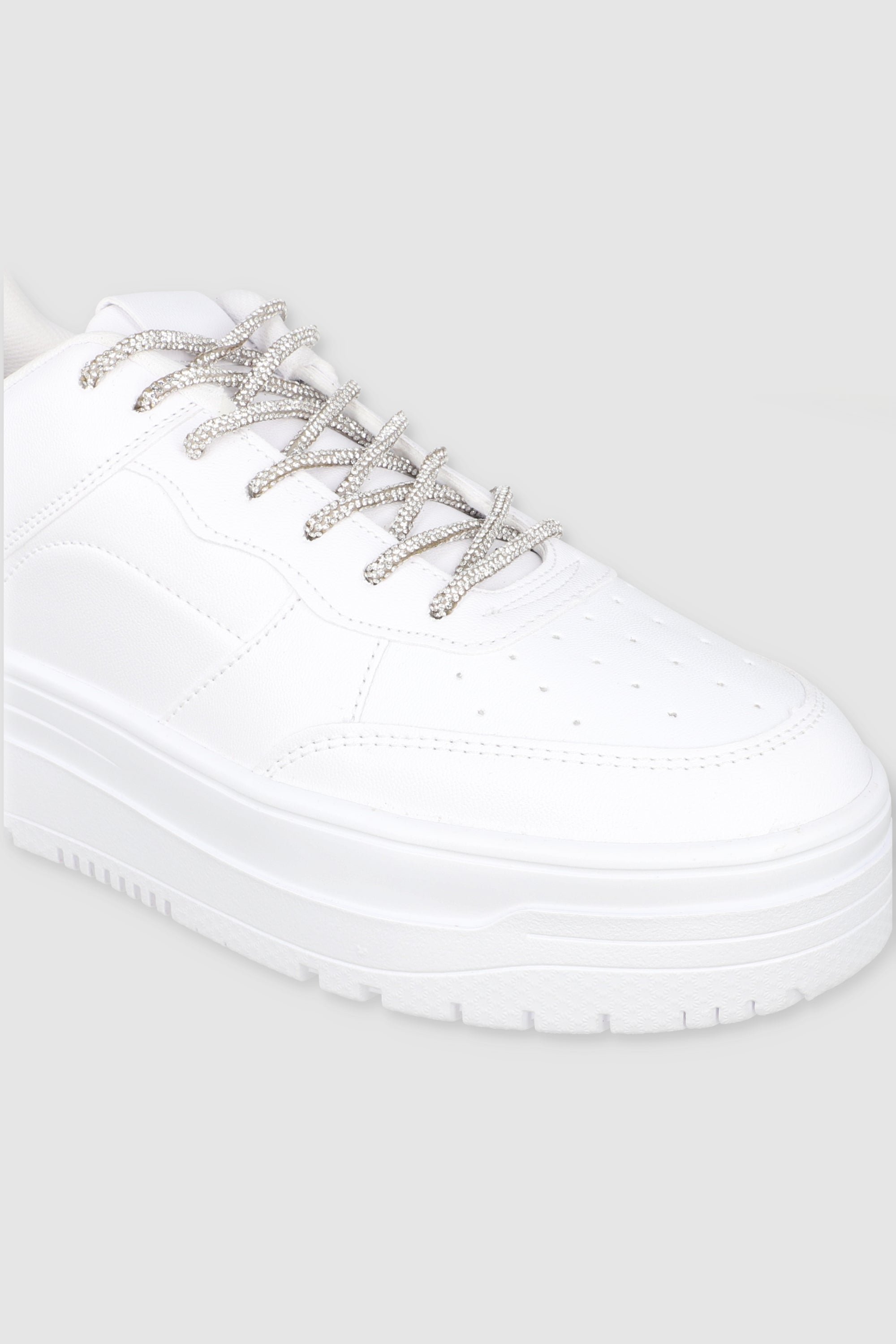 Tenis Agujeta Brillos BLANCO