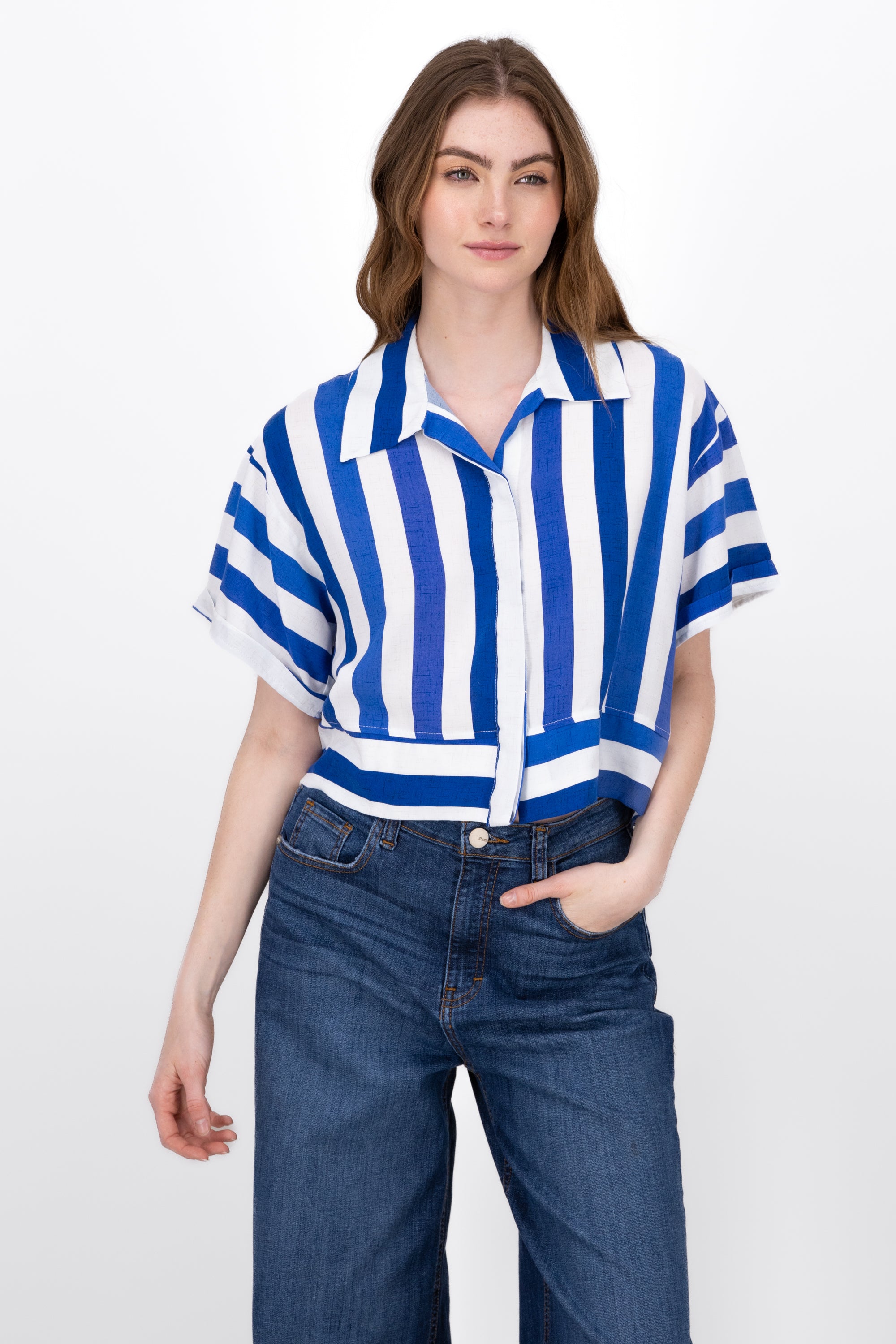 Camisa Crop Rayas AZUL COMBO