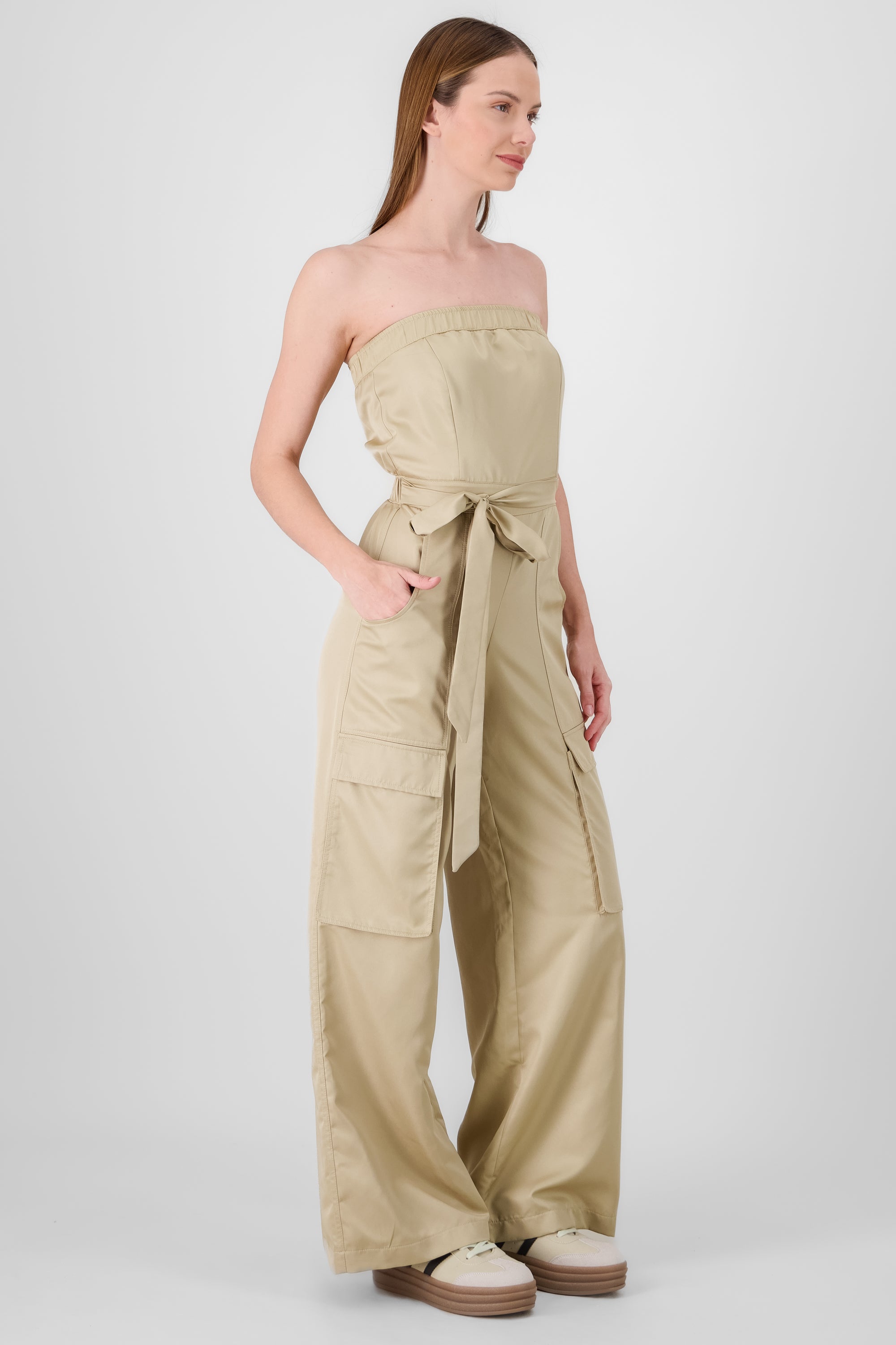 Jumpsuit strapples cargo BEIGE