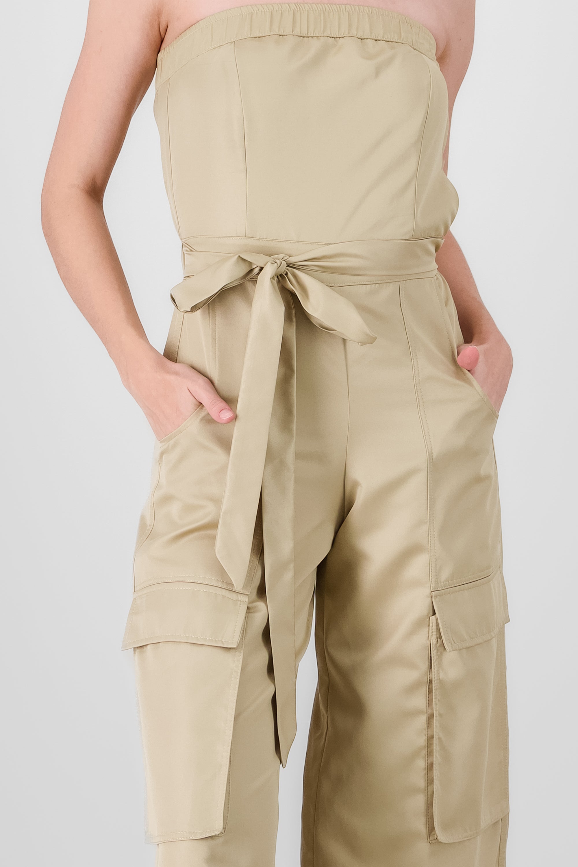 Jumpsuit strapples cargo BEIGE