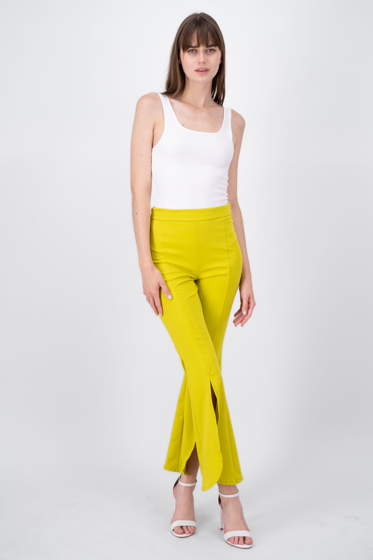 Pantalon Flare Abertura Pierna VERDE LIMA