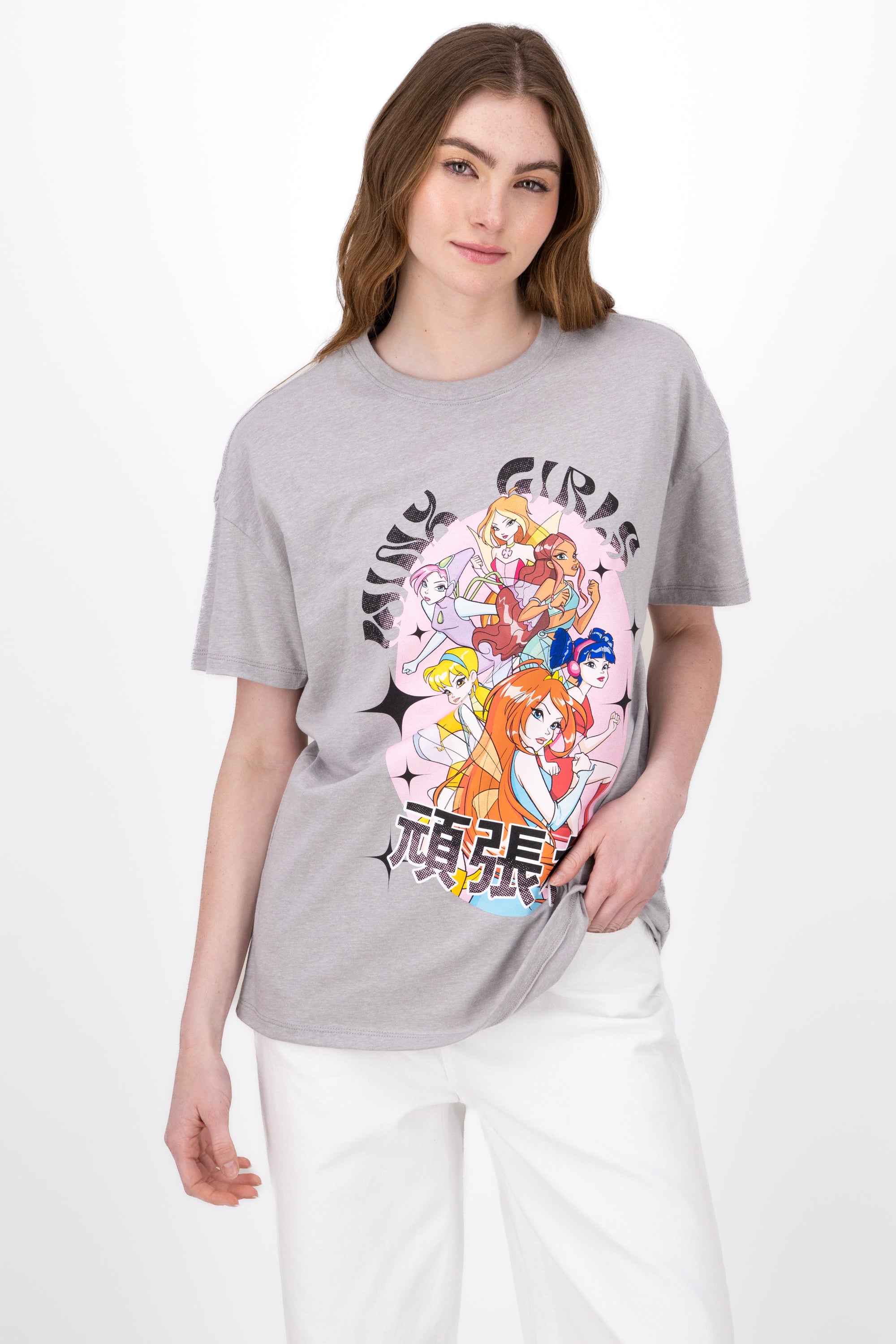 Playera Winx Manga Corta GRIS JASPE