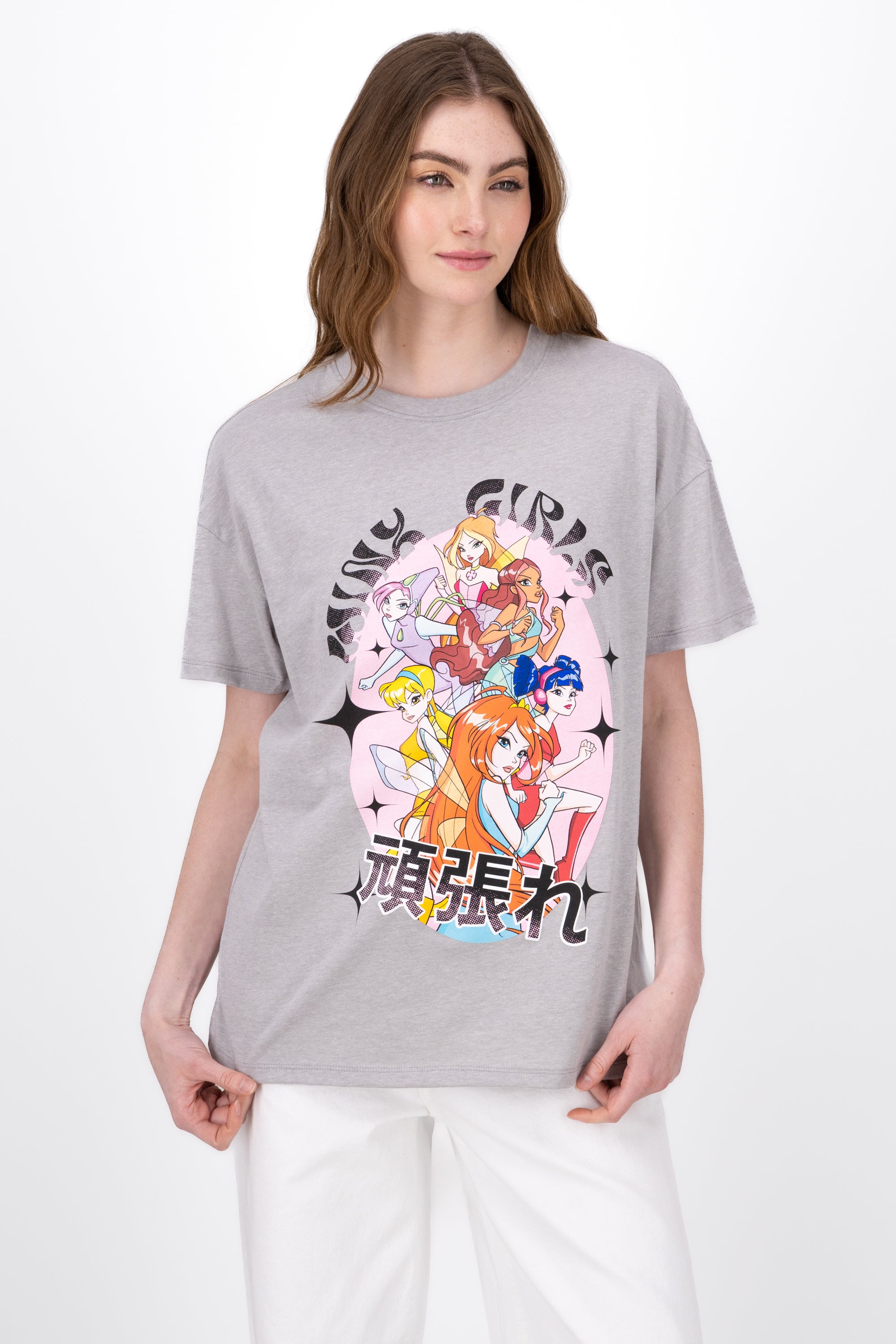 Playera Winx Manga Corta GRIS JASPE