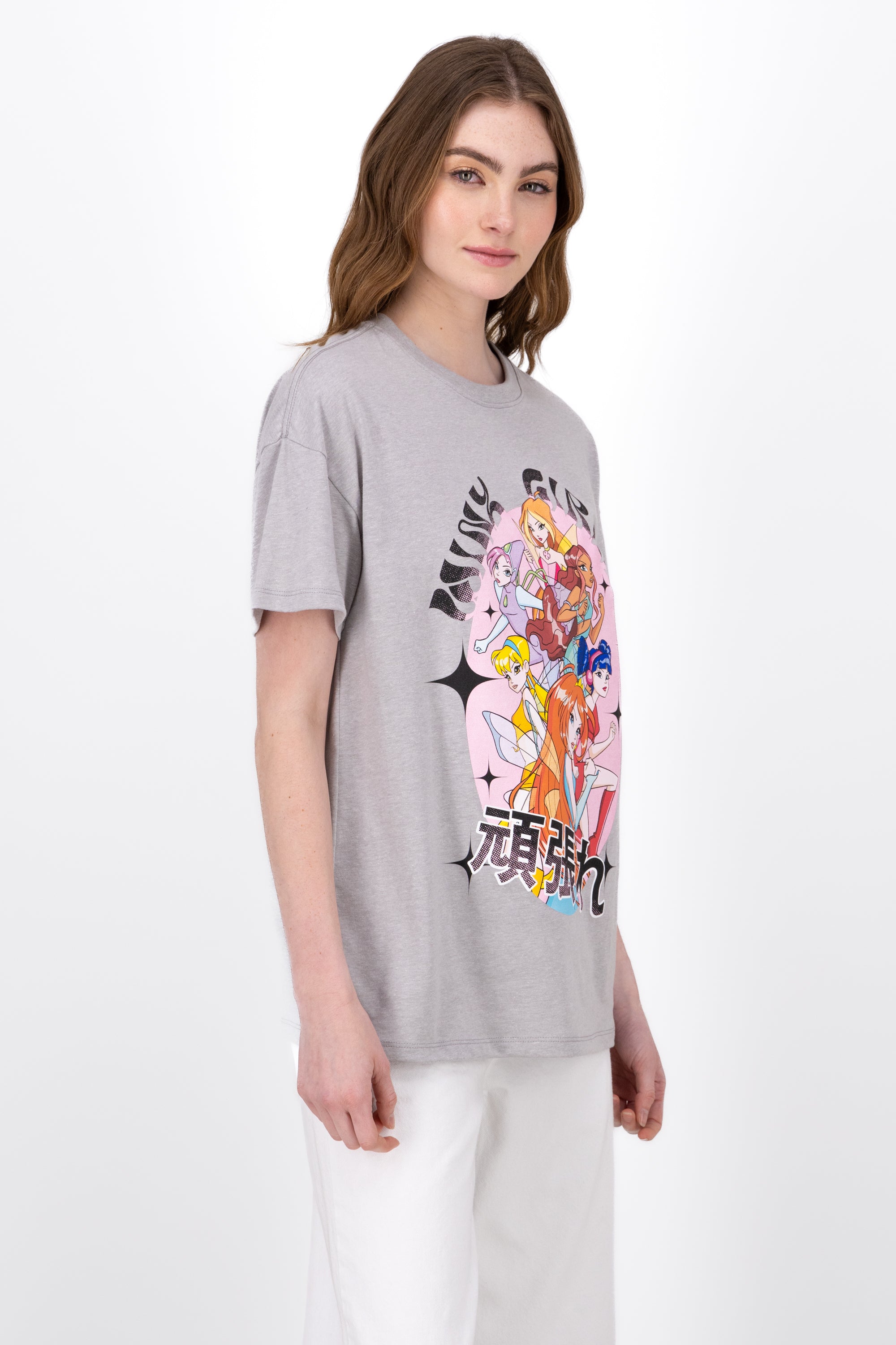 Playera Winx Manga Corta GRIS JASPE