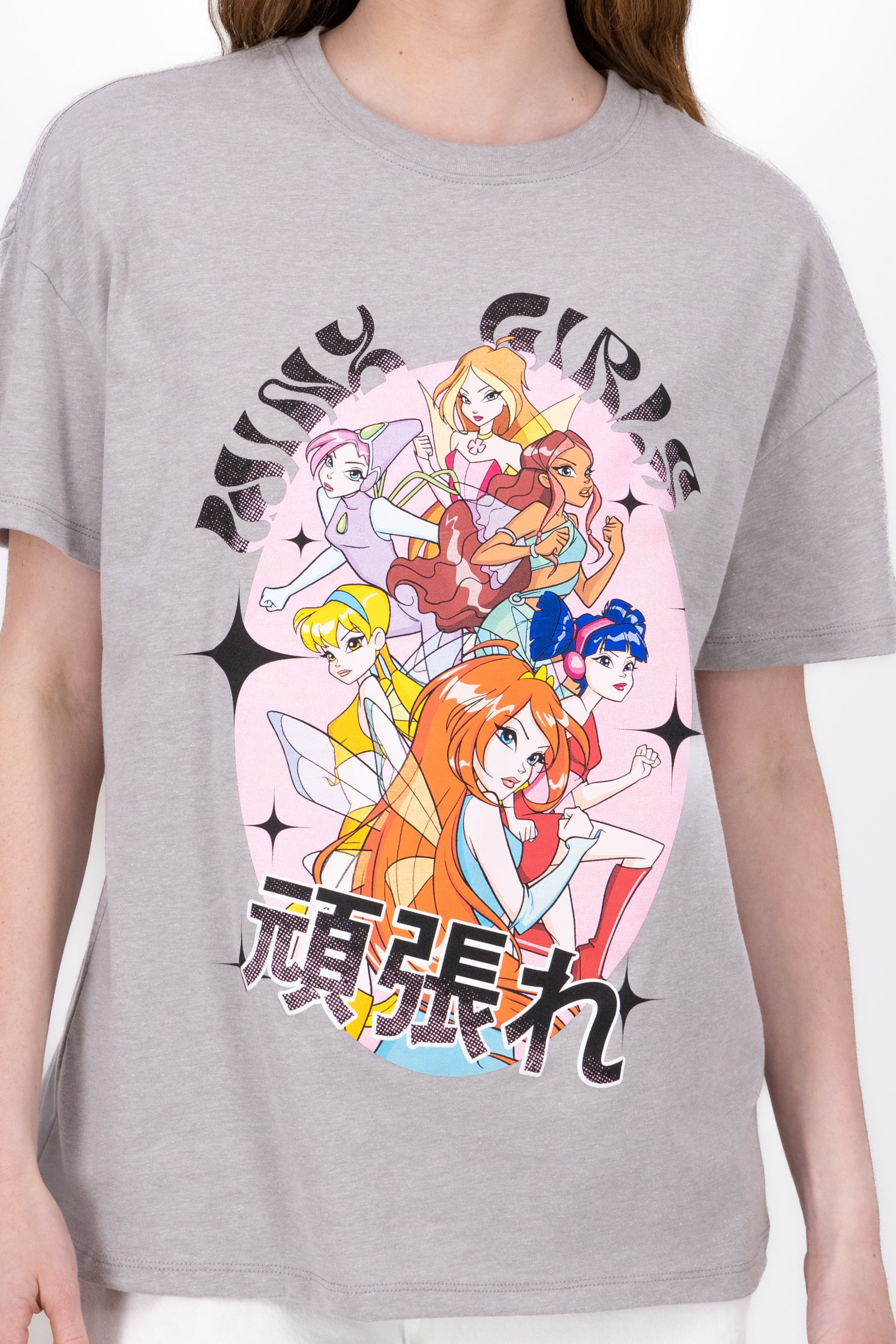 Playera Winx Manga Corta GRIS JASPE