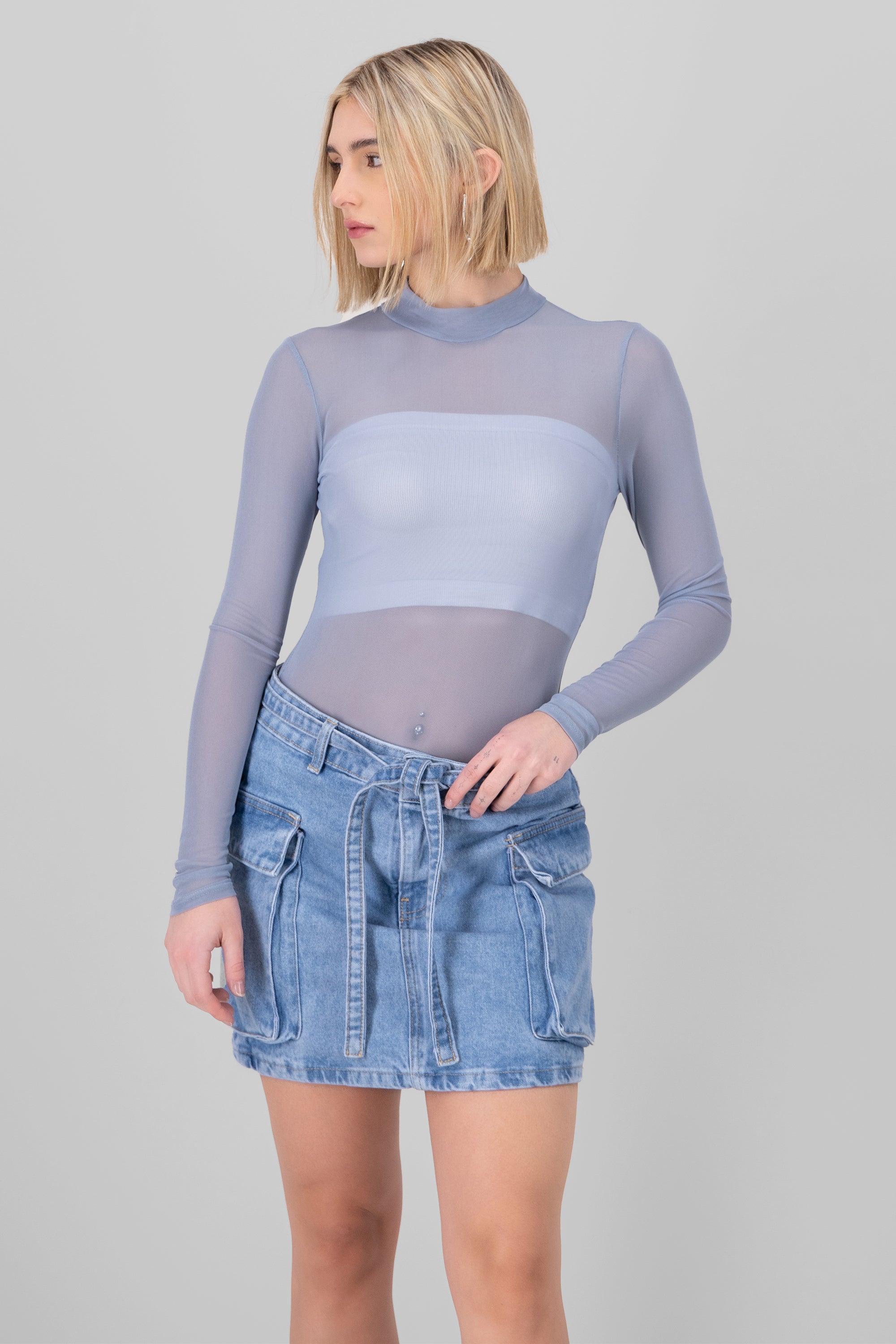 Bodysuit Liso Mesh AZUL