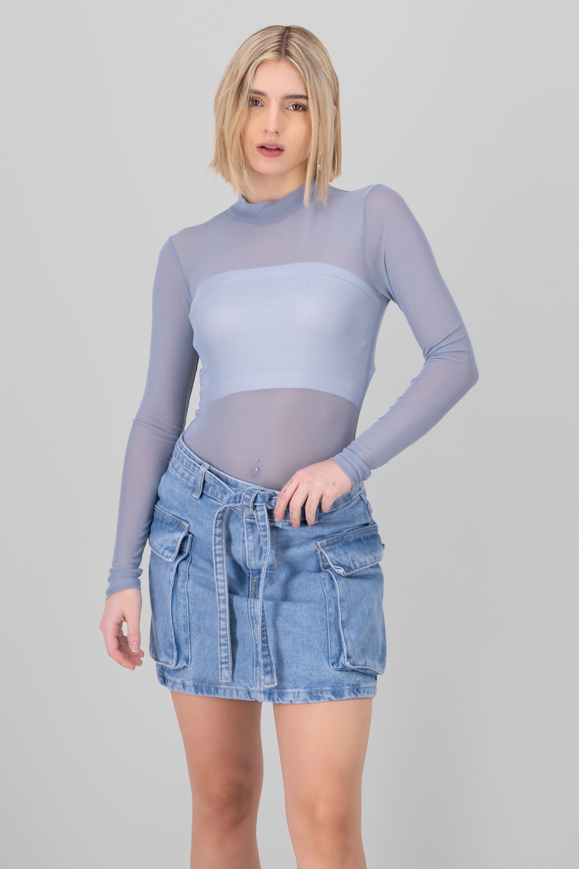 Bodysuit Liso Mesh AZUL