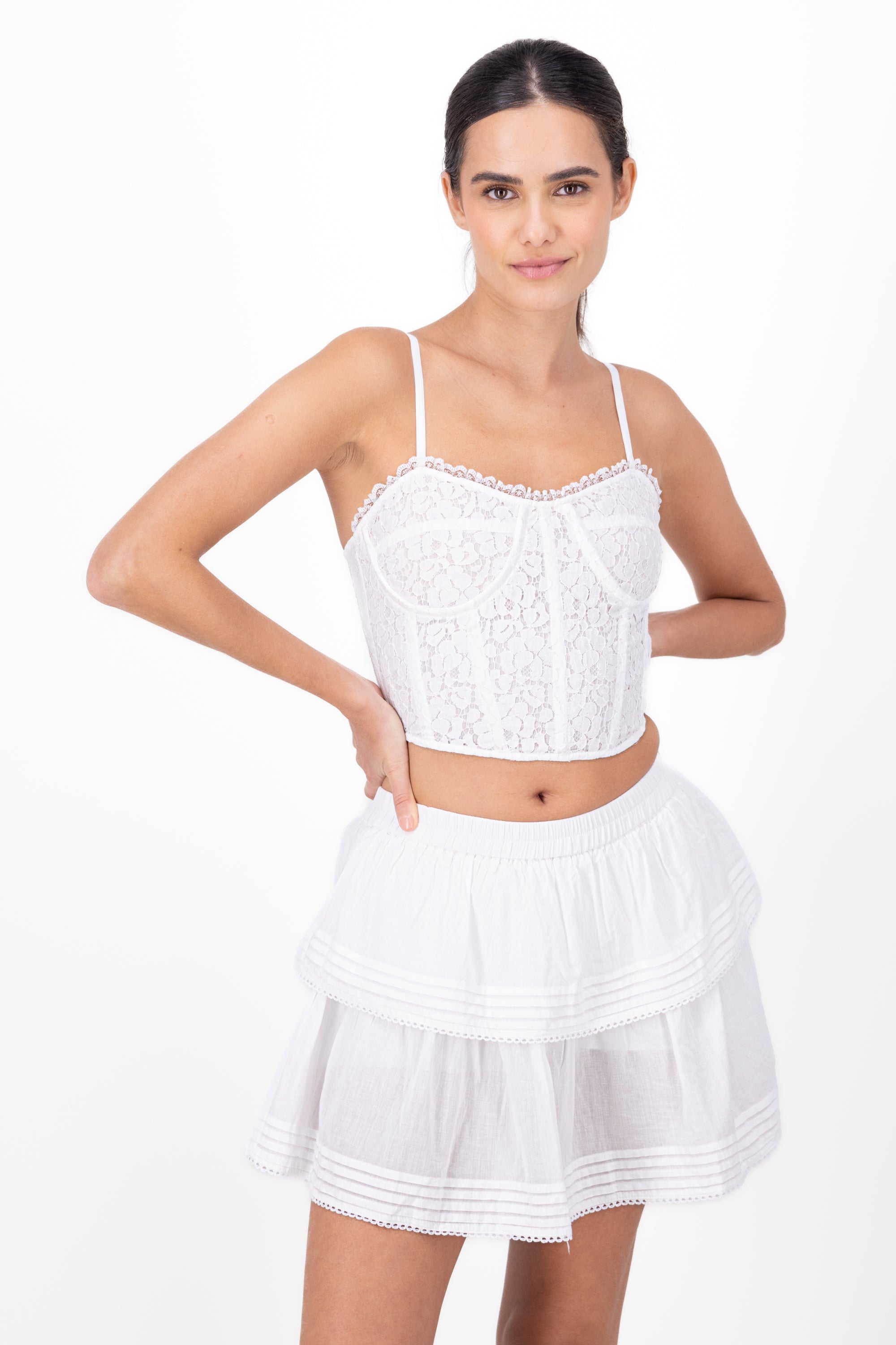 Corset con varilla de encaje BLANCO