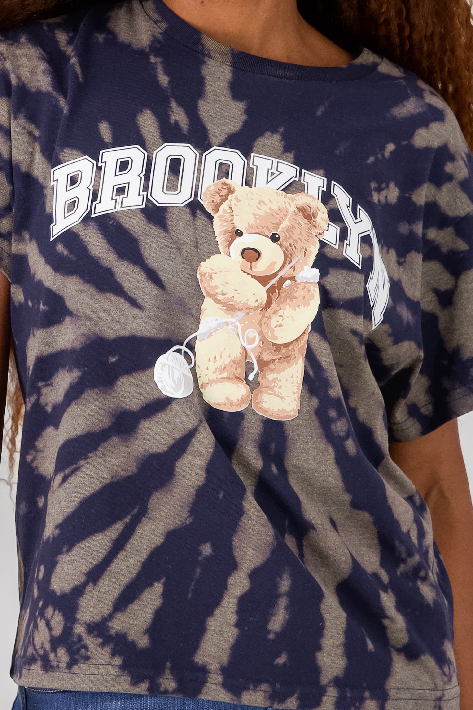 Playera Acid Wash Osito Brooklyn MARINO