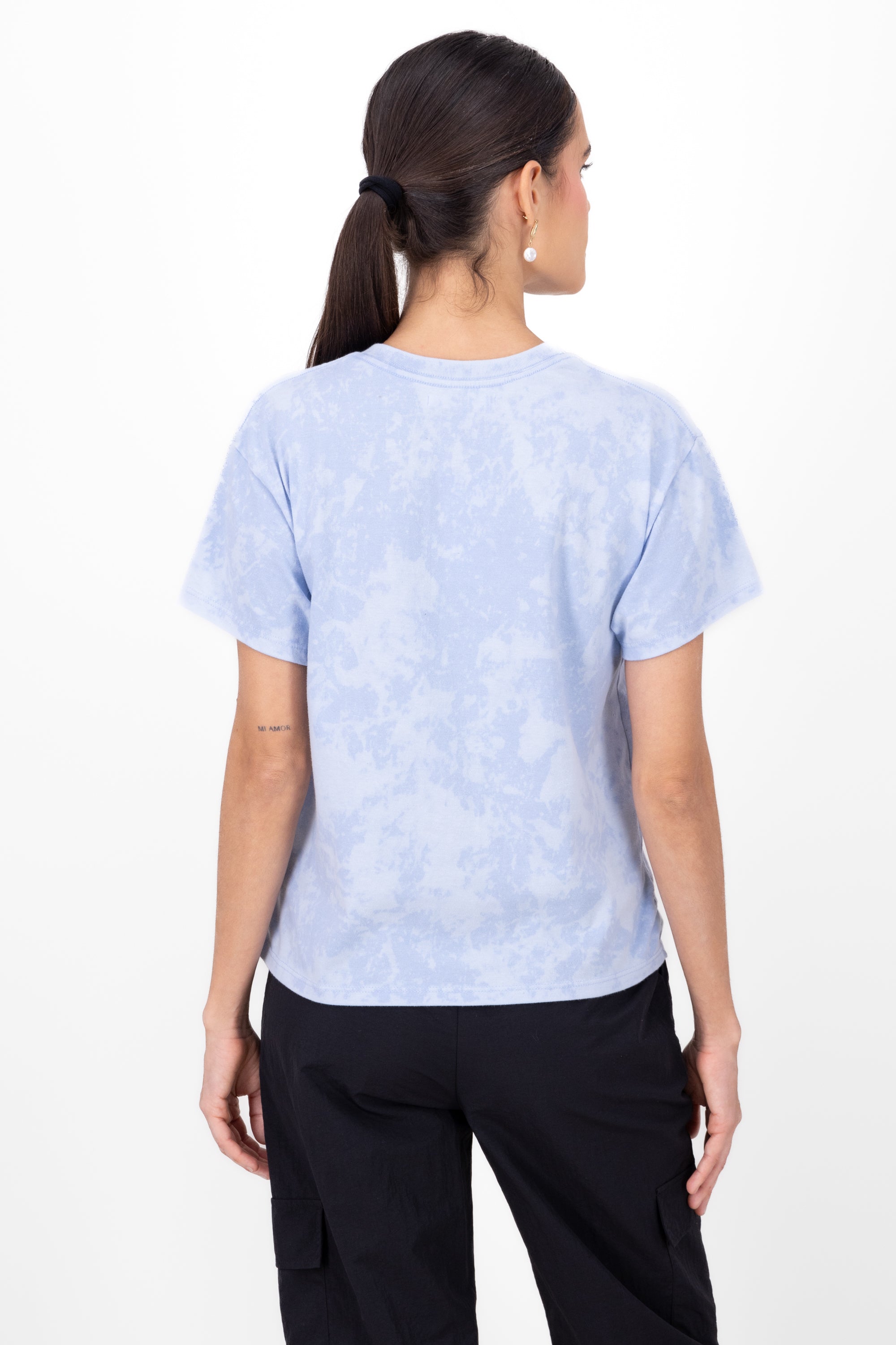 Playera Acid Wash Osito Brooklyn AZUL CIELO