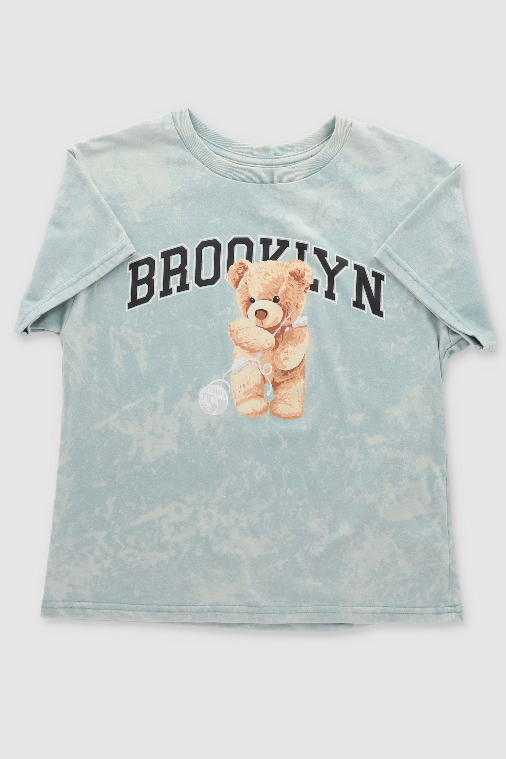 Playera Acid Wash Osito Brooklyn SAGE