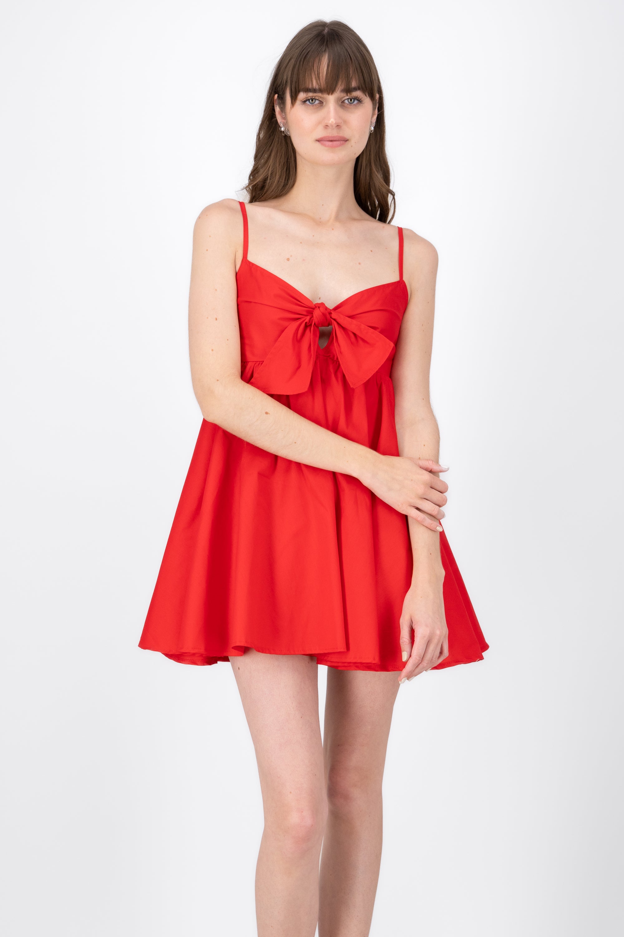 Vestido Midi Tirantes Detalle Escote ROJO