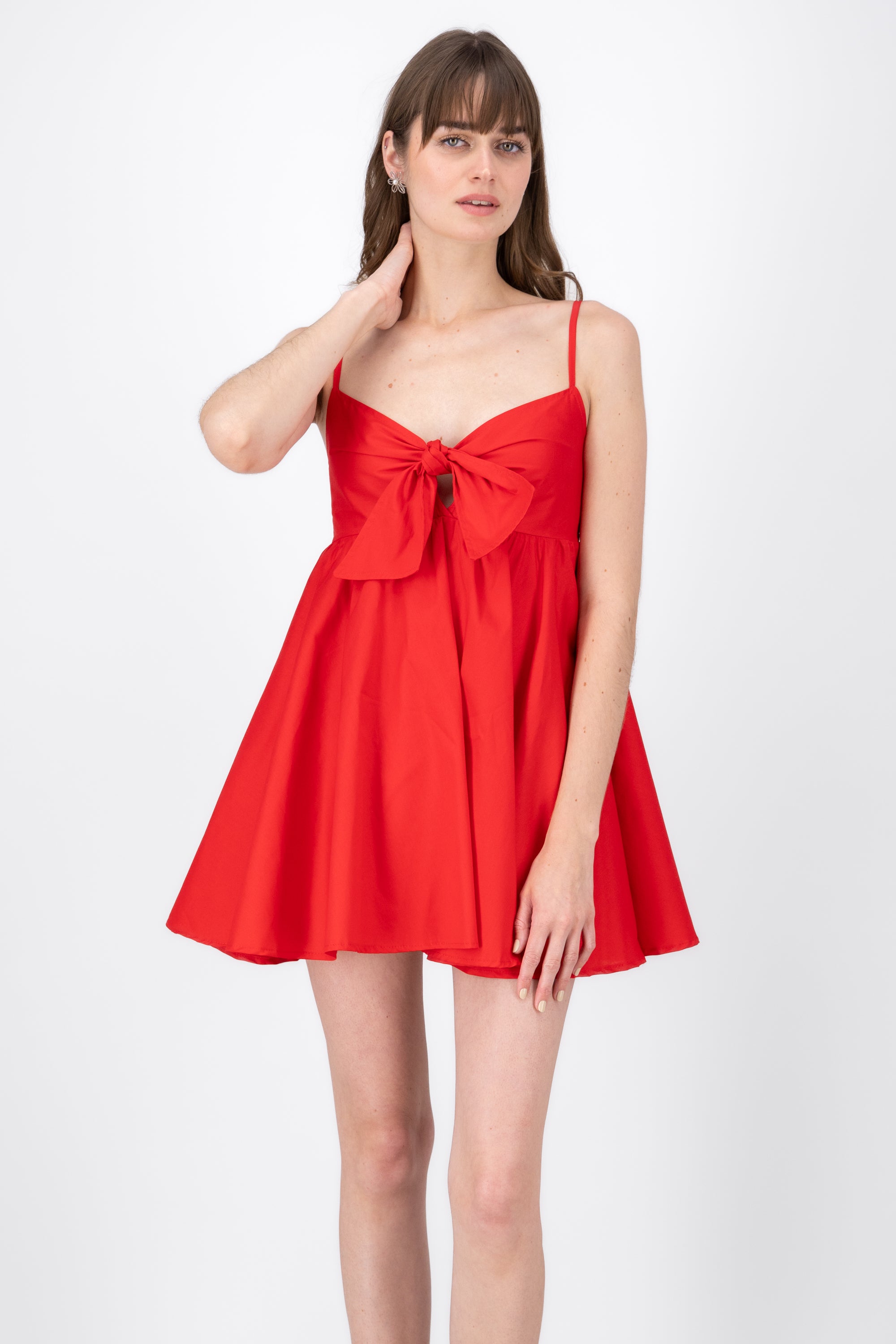 Vestido Midi Tirantes Detalle Escote ROJO