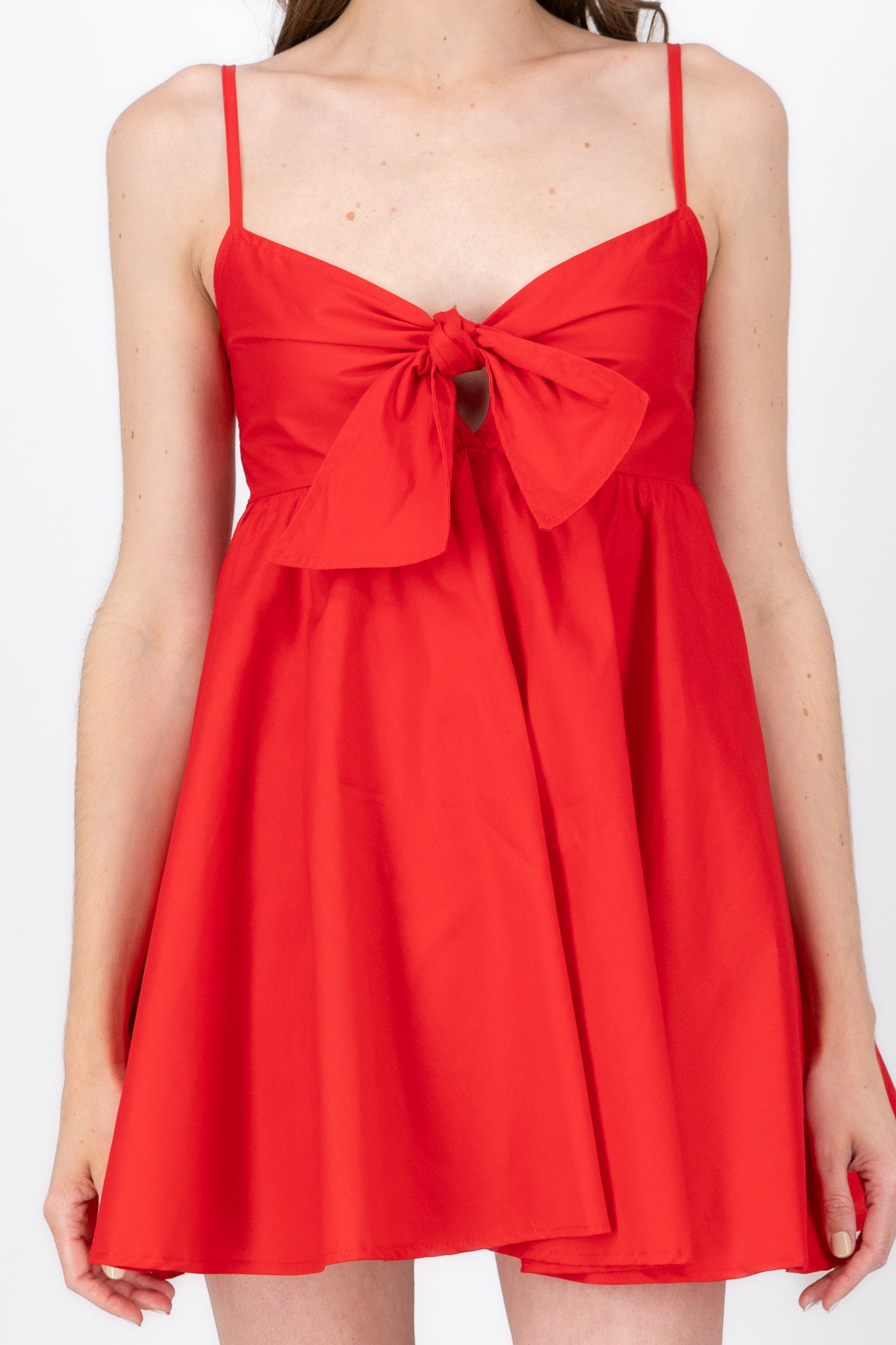 Vestido Midi Tirantes Detalle Escote ROJO