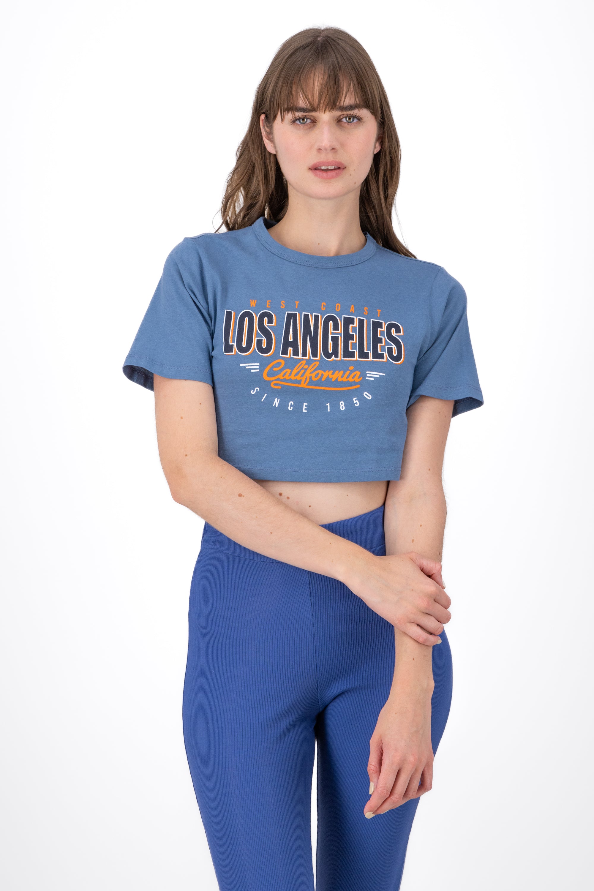 Playera Crop Los Angeles AZUL