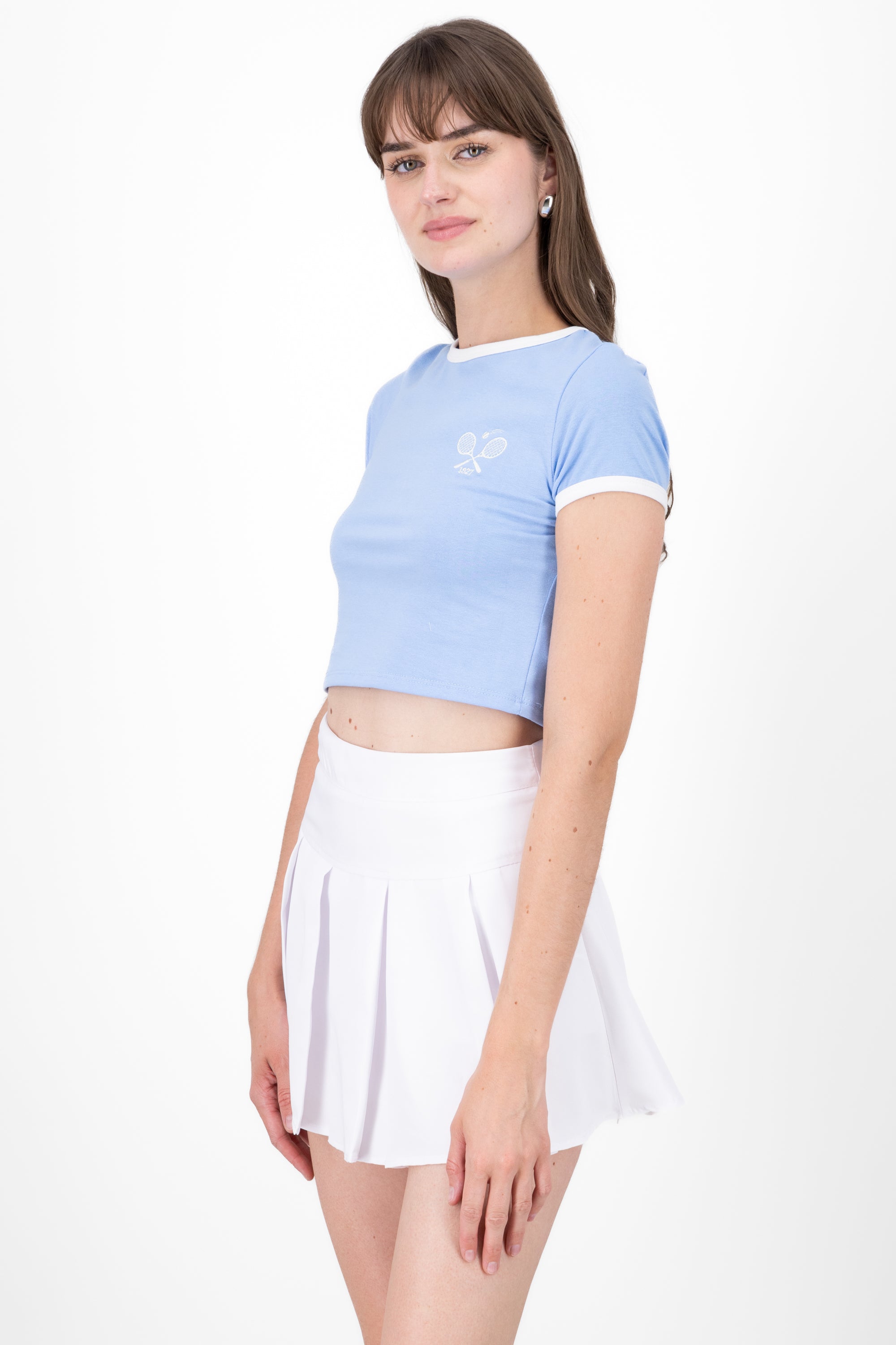 Playera Crop Tenis Contraste AZUL