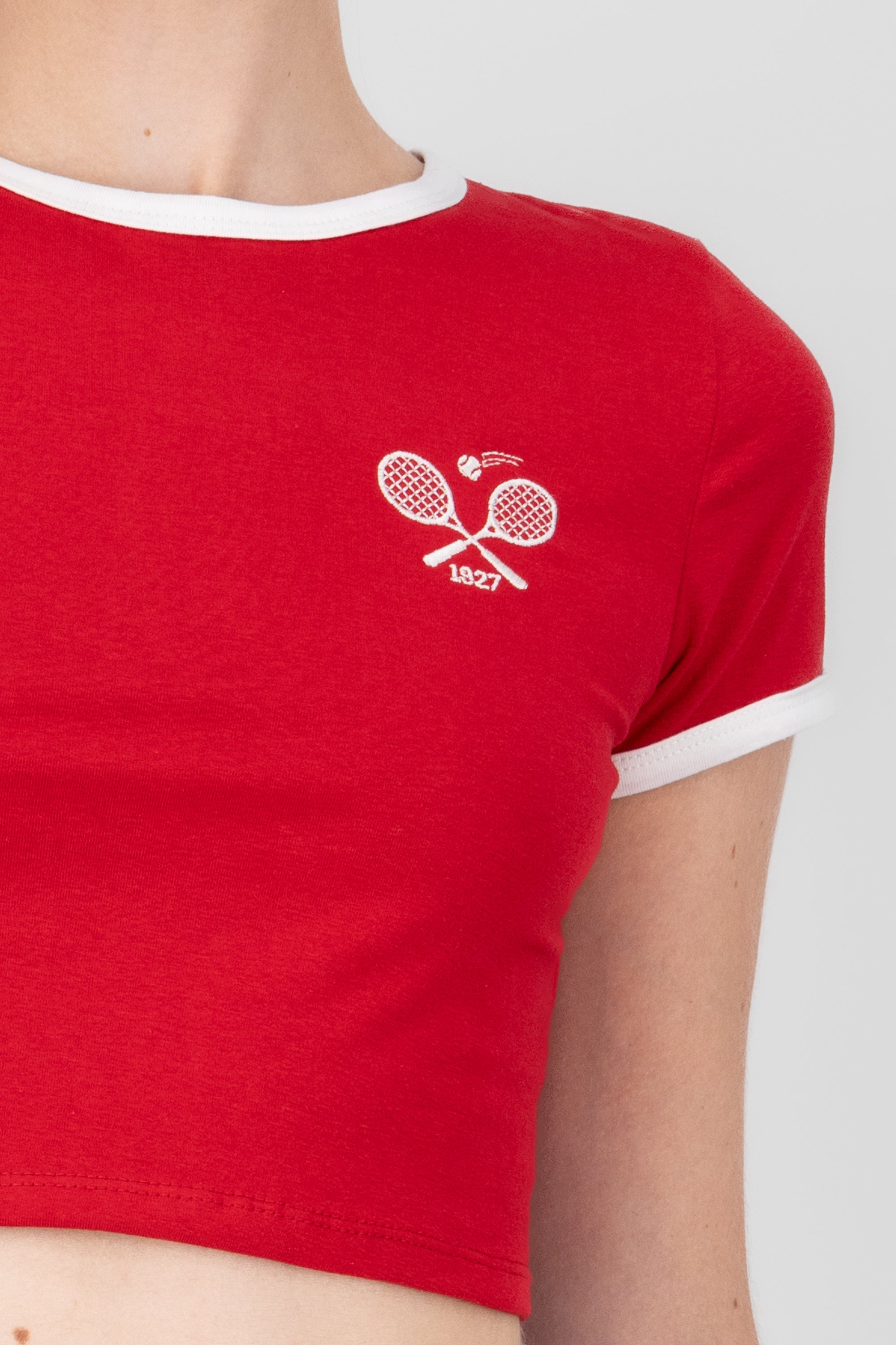 Playera Crop Tenis Contraste ROJO