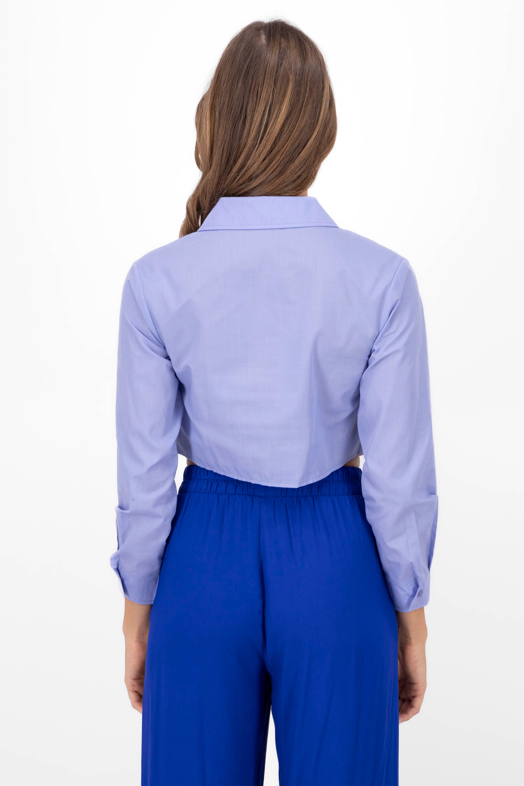 Camisa Crop Manga Larga AZUL CIELO