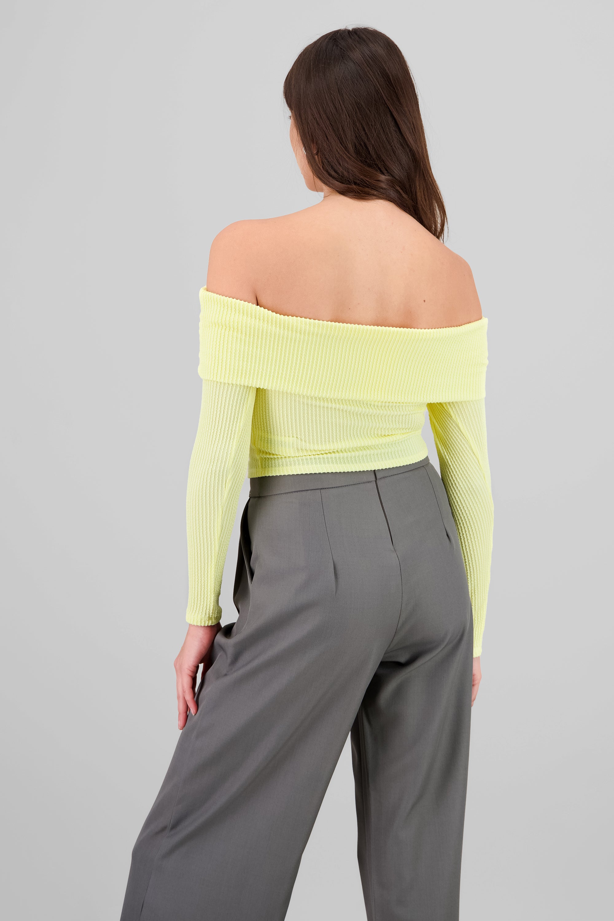 Top Sin Hombros Textura Rib AMARILLO