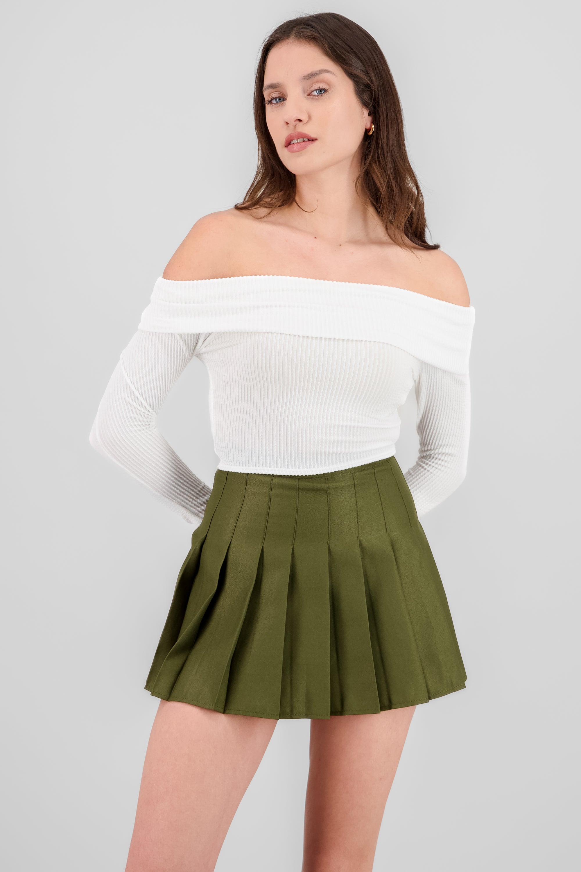 Top Sin Hombros Textura Rib BLANCO