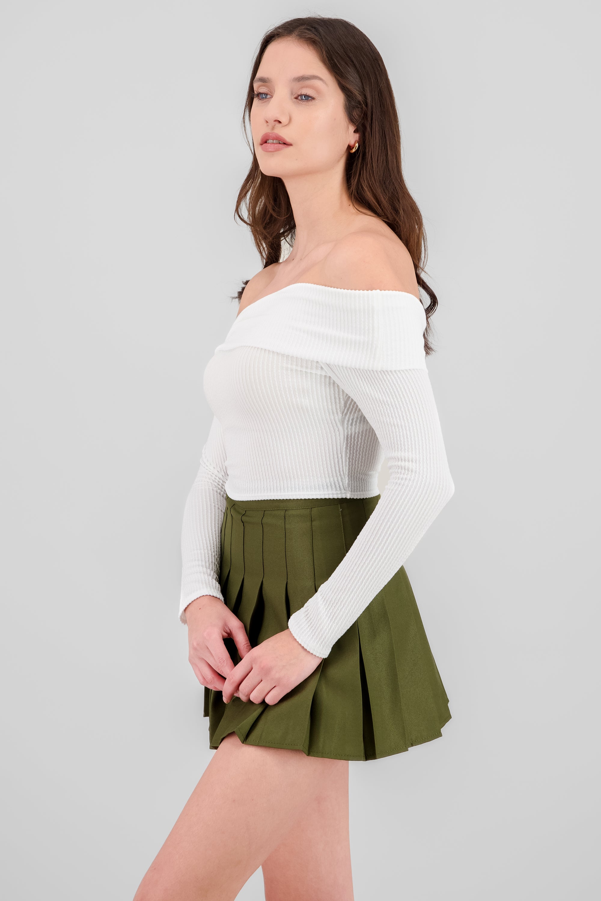 Top Sin Hombros Textura Rib BLANCO