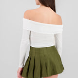 Top Sin Hombros Textura Rib