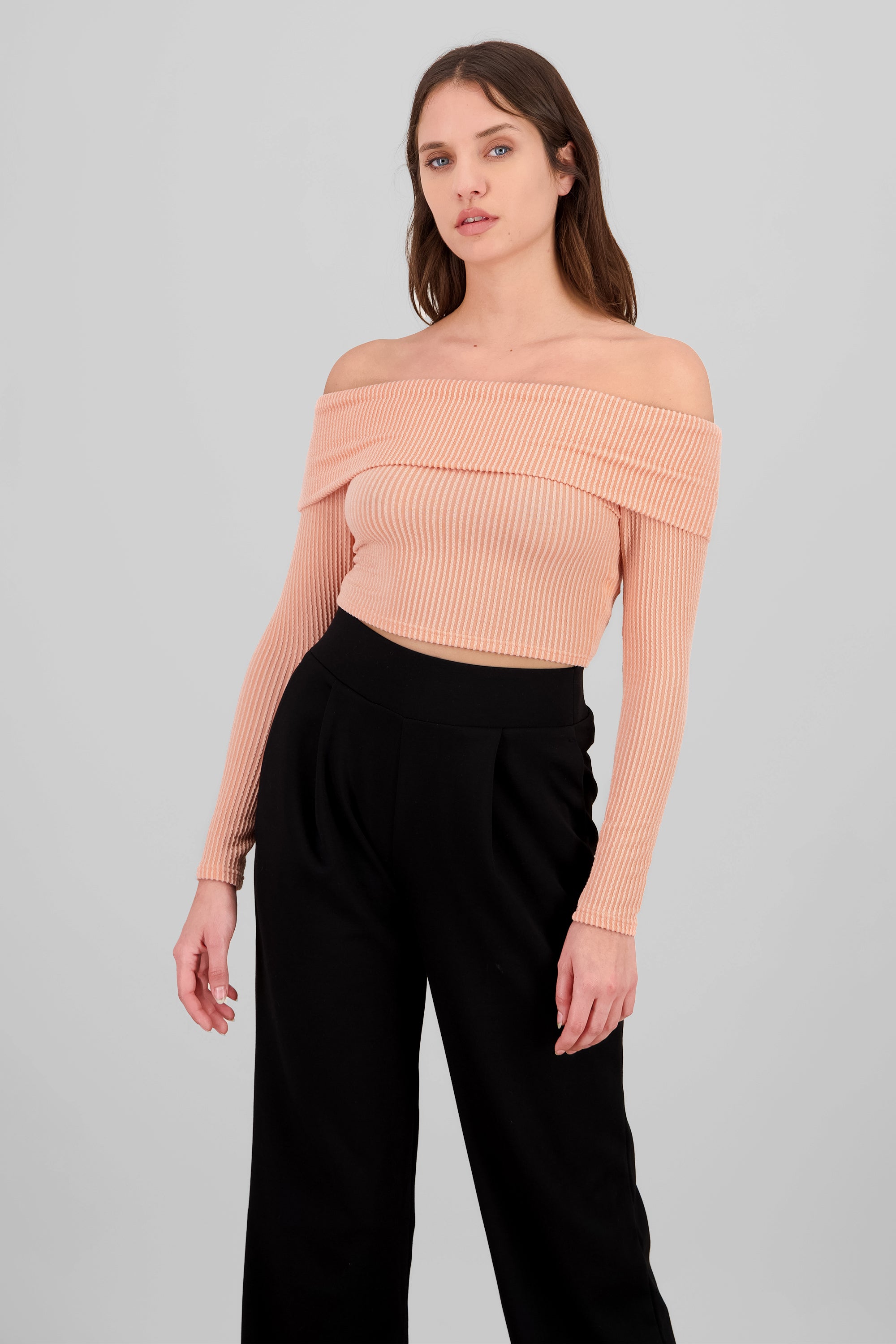 Top Sin Hombros Textura Rib CORAL