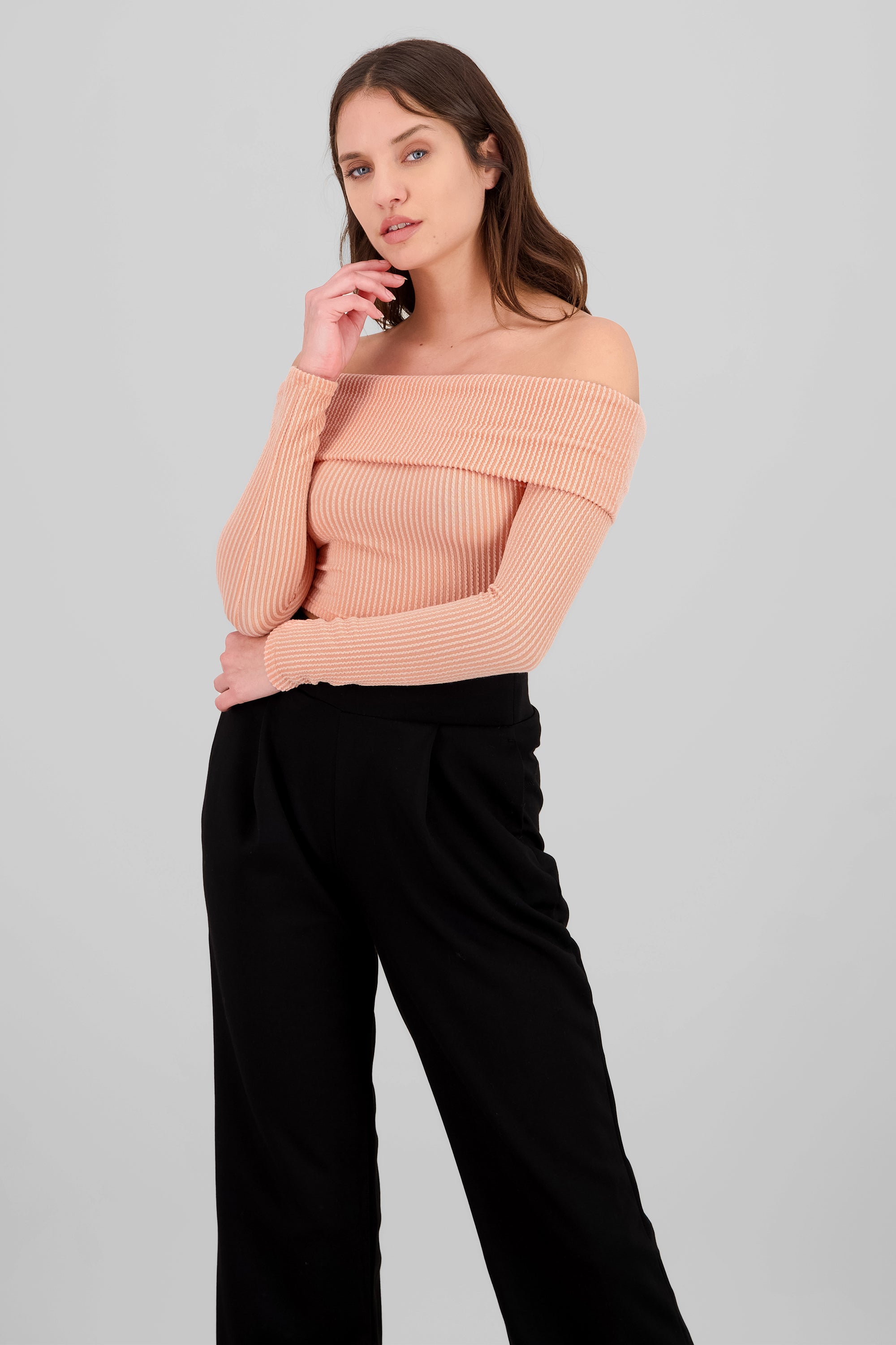 Top Sin Hombros Textura Rib