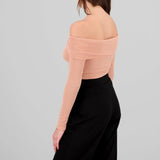 Top Sin Hombros Textura Rib