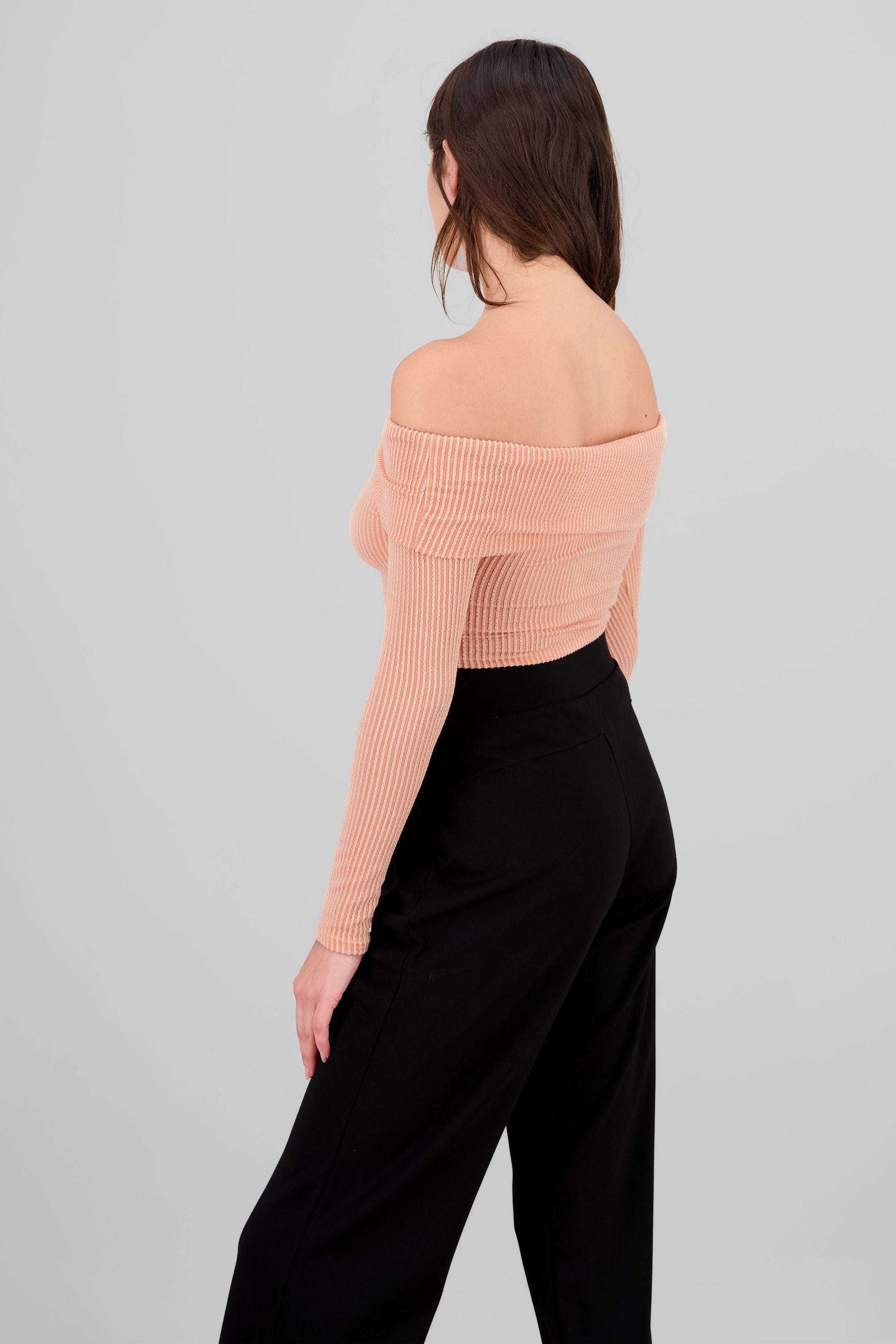 Top Sin Hombros Textura Rib CORAL