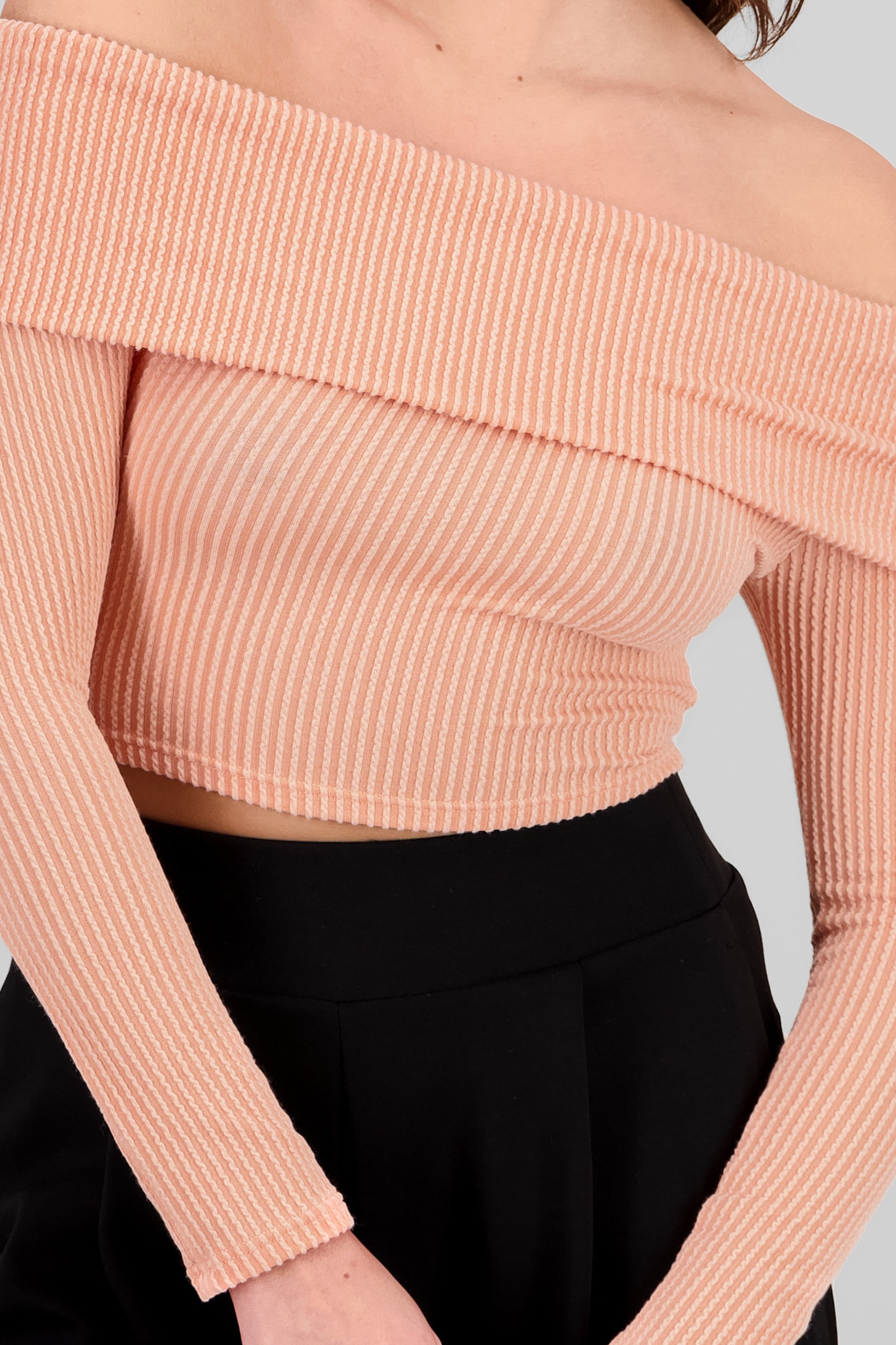 Top Sin Hombros Textura Rib CORAL