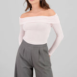Top Sin Hombros Textura Rib